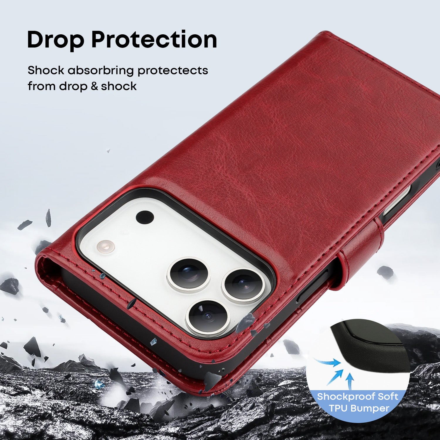 Tough On Magnetic Detachable Leather Case for iPhone 17 Series