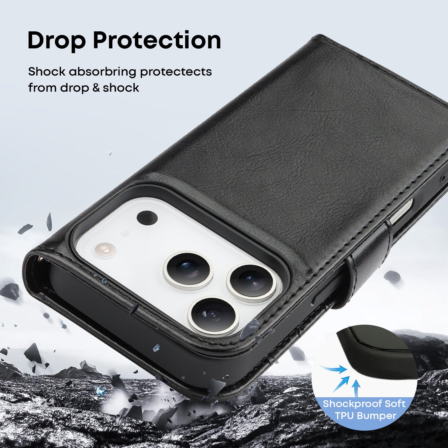 Tough On Magnetic Detachable Leather Case for iPhone 17 Series