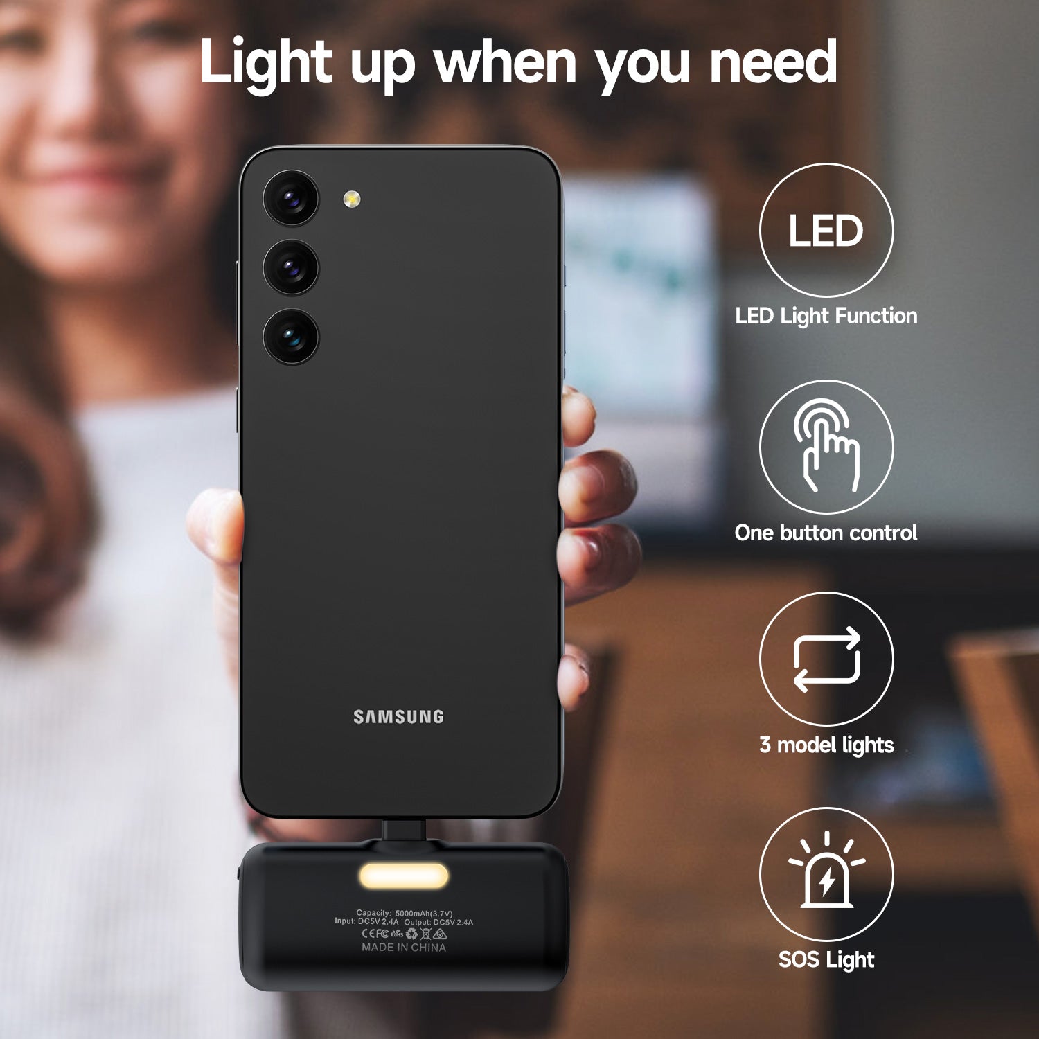 Tough On Mini Portable Charger 5000mAh Power Bank USB C Charging for Samsung Android iPhone 15 / 16 / 17 Series