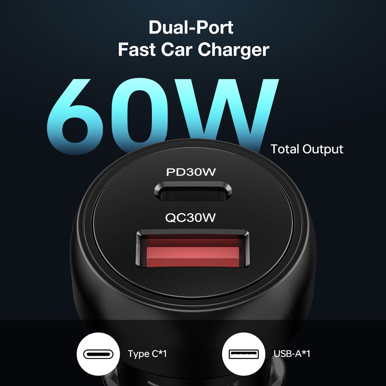 Tough On Power 60W Dual Port Car Charger with PD 3.0