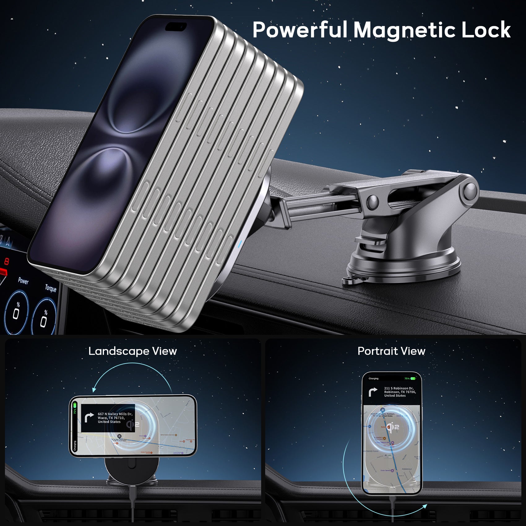 Tough On Qi2 Wireless Car Charger with 15W Fast Charging