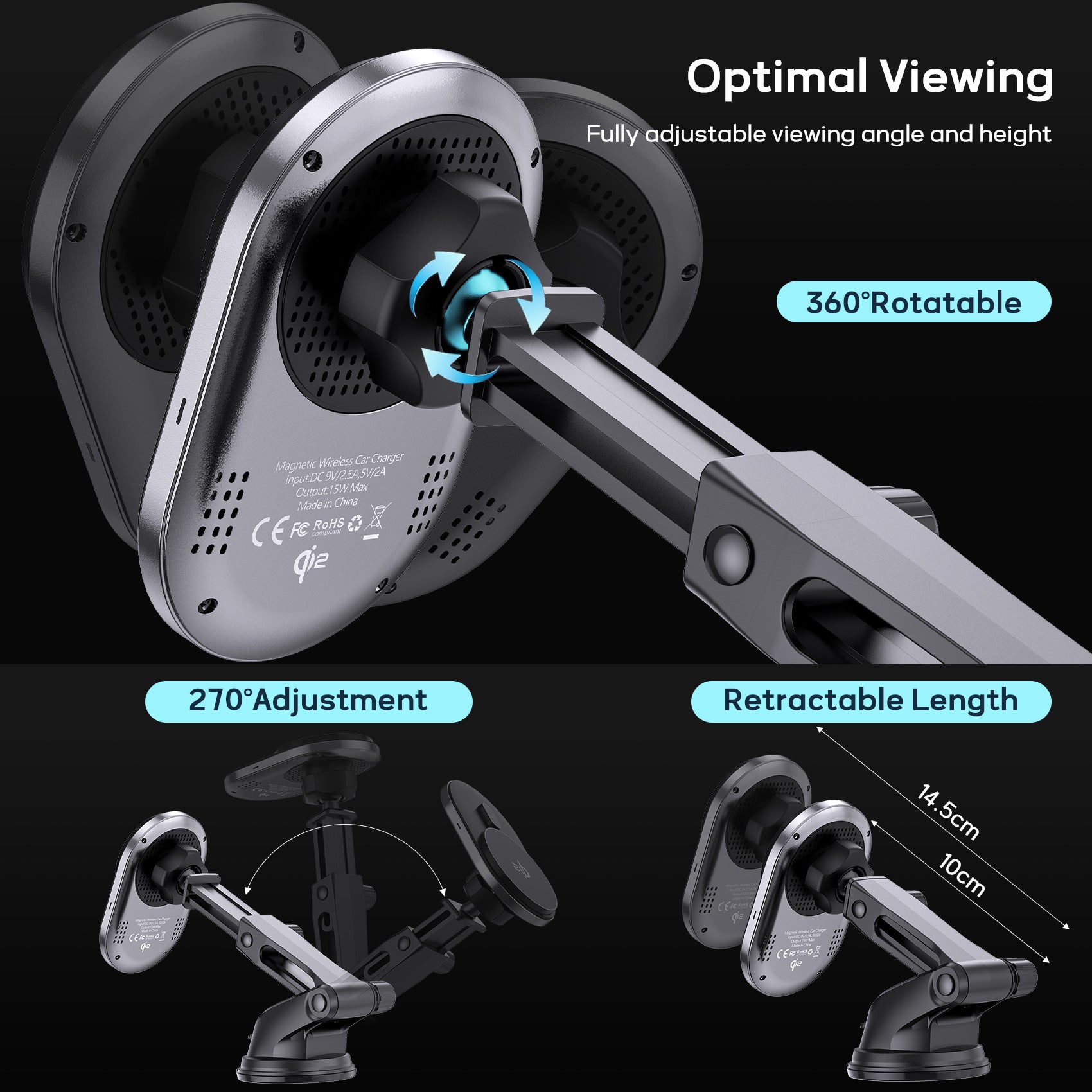 Tough On Qi2 Wireless Car Charger with 15W Fast Charging