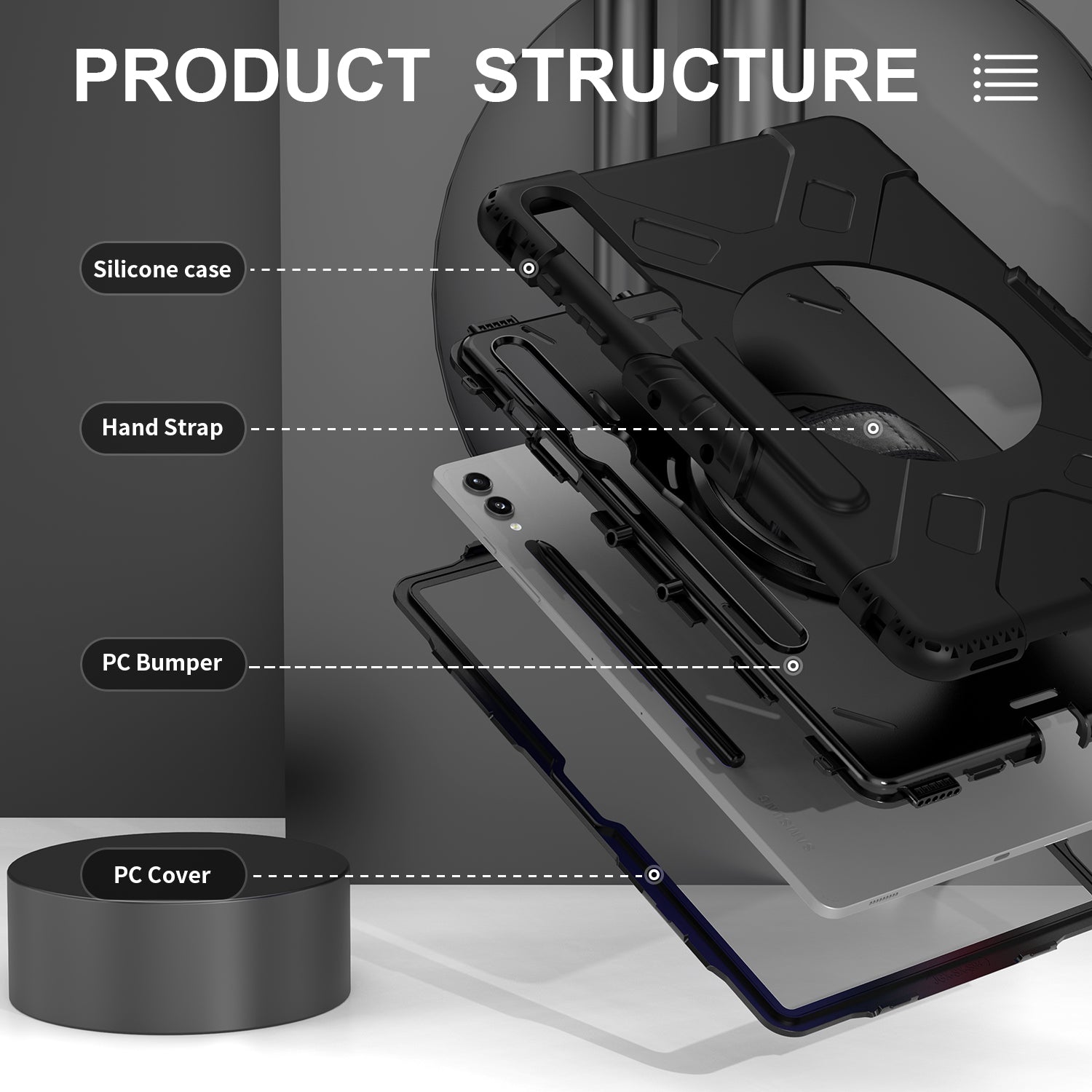 Tough On Samsung Galaxy Tab S10+ / S9+/ S9 Fe+ Case Rugged Protection Black