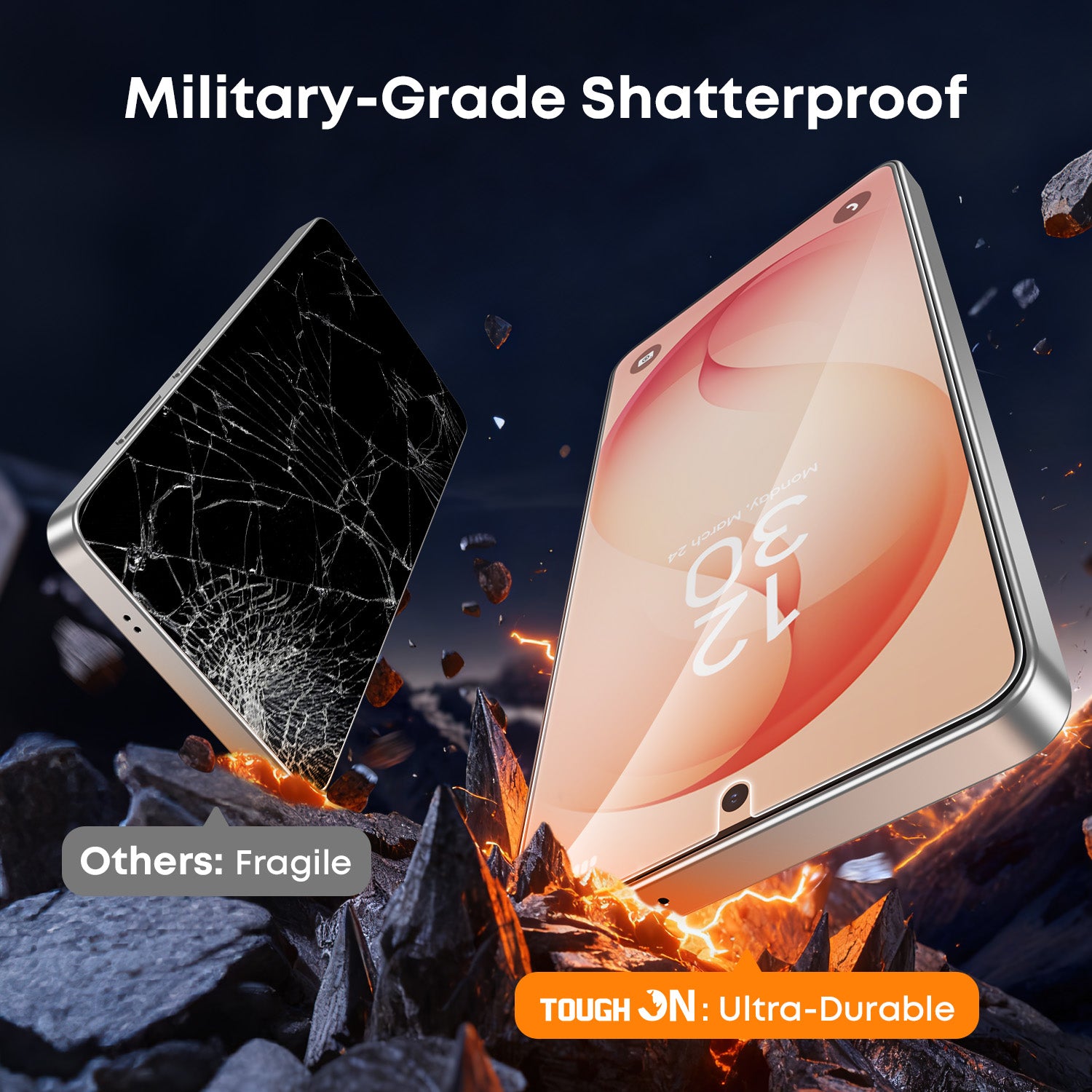 Tough On Samsung Galaxy Tempered Glass Screen Protector 2 Pack with Installation Kit