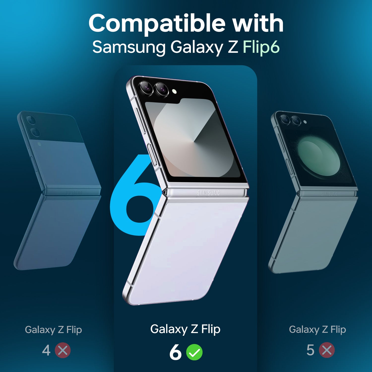 Tough On Samsung Galaxy Z Flip6 Camera lens Protector Tempered Glass Individual Ring