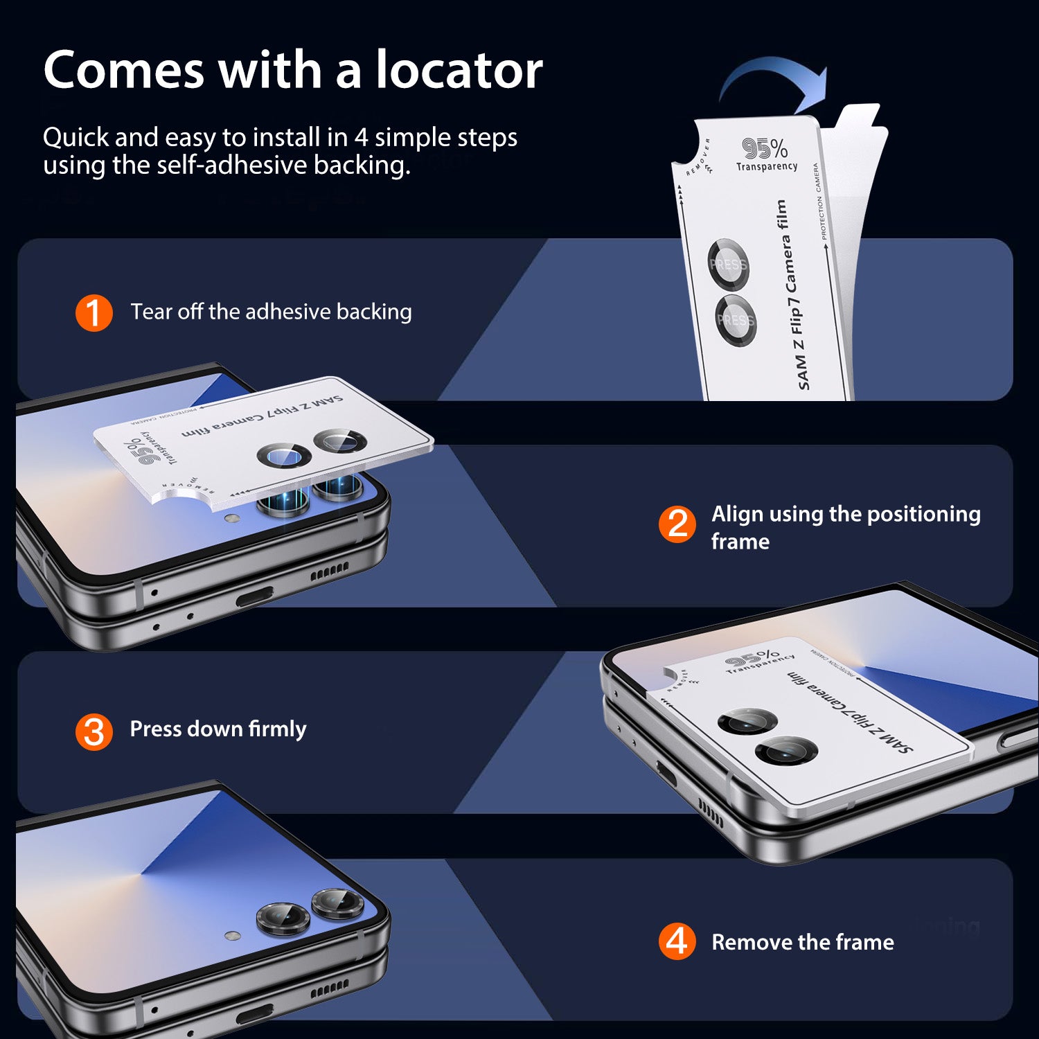 Tough On Samsung Galaxy Z Flip7 Camera Lens Protector Individual Ring