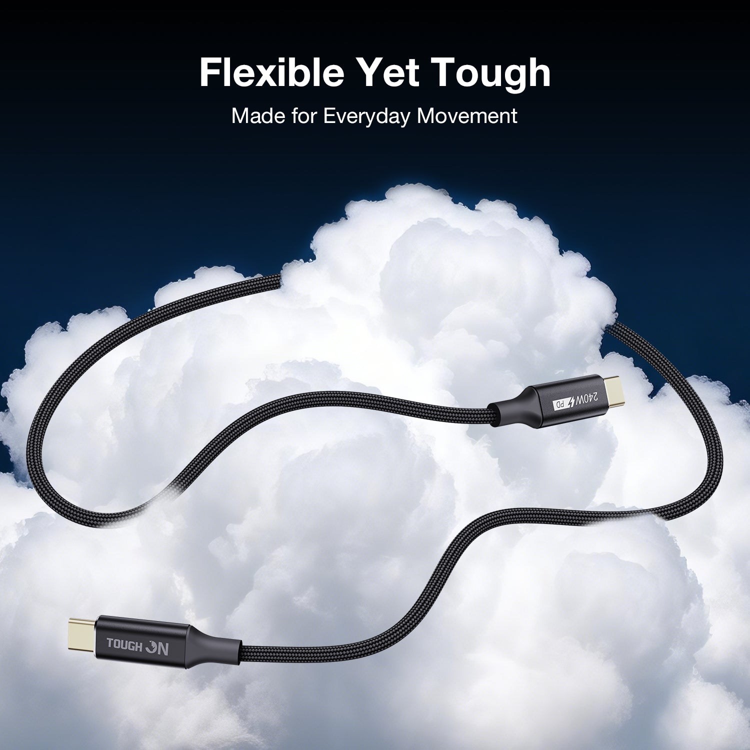 Tough On 240W USB-C Cable 2 Pack PD 3.1 Fast Charging Nylon Braided