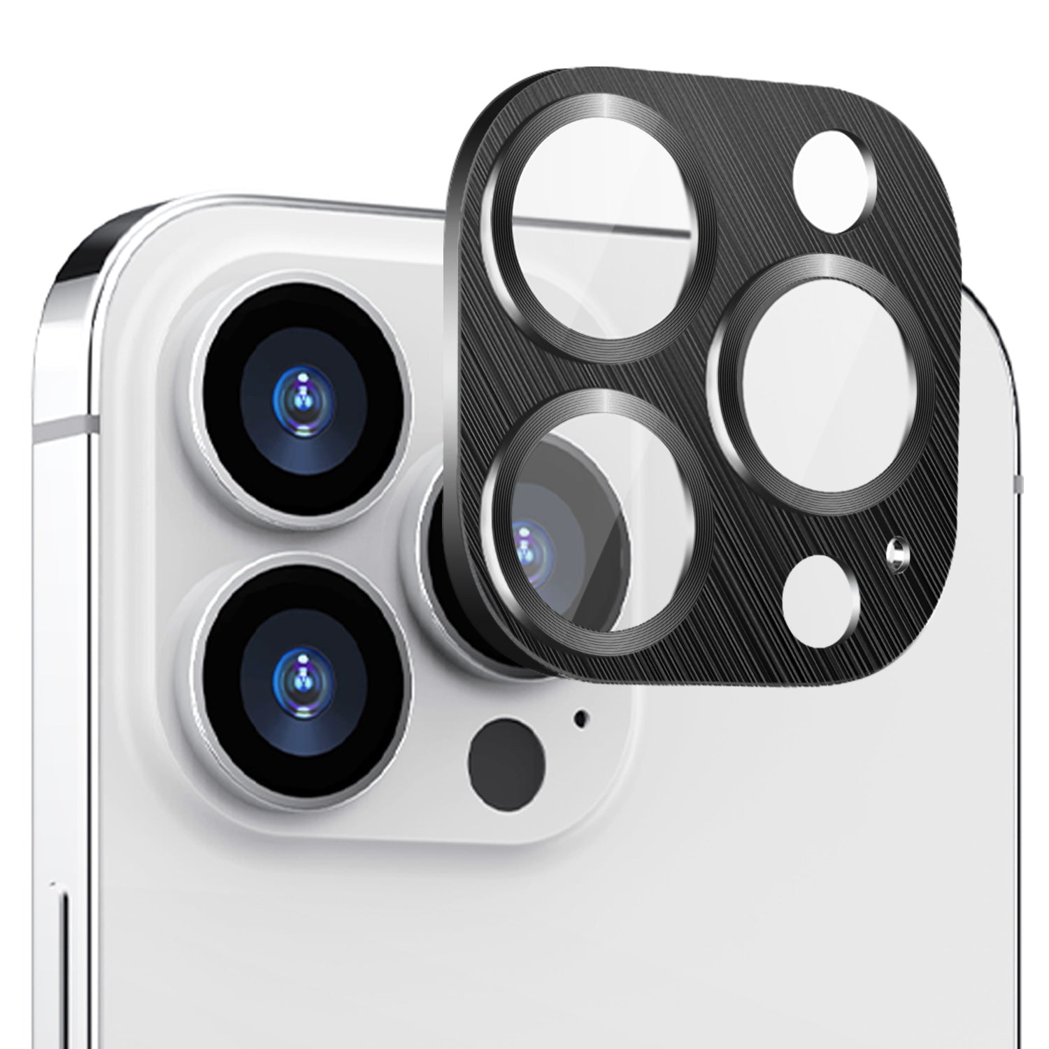 Tough On iPhone 15 Pro Camera Protector Metal Tempered Glass Black