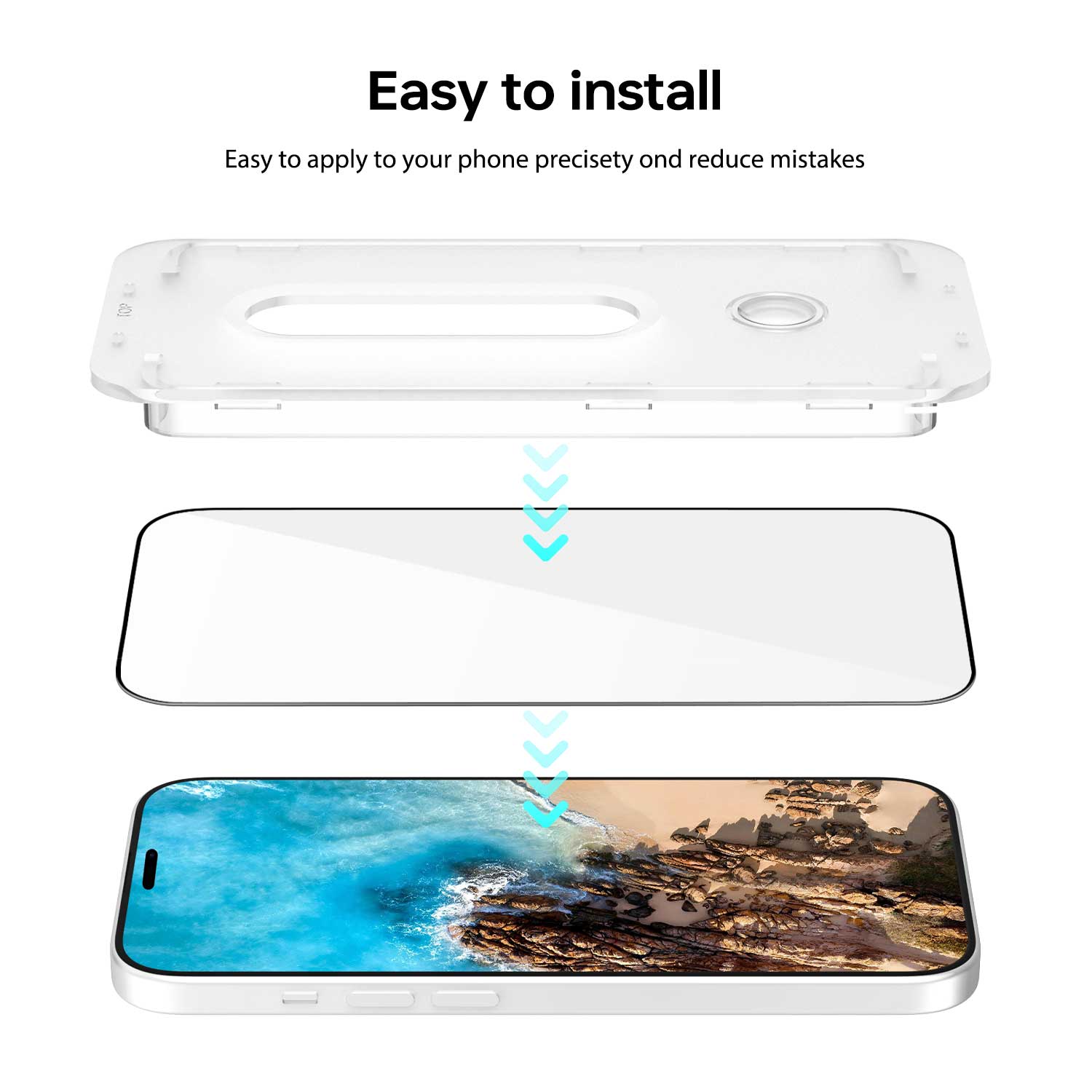 Tough On iPhone 15 Pro Double-strong Tempered Glass Screen Protector Black