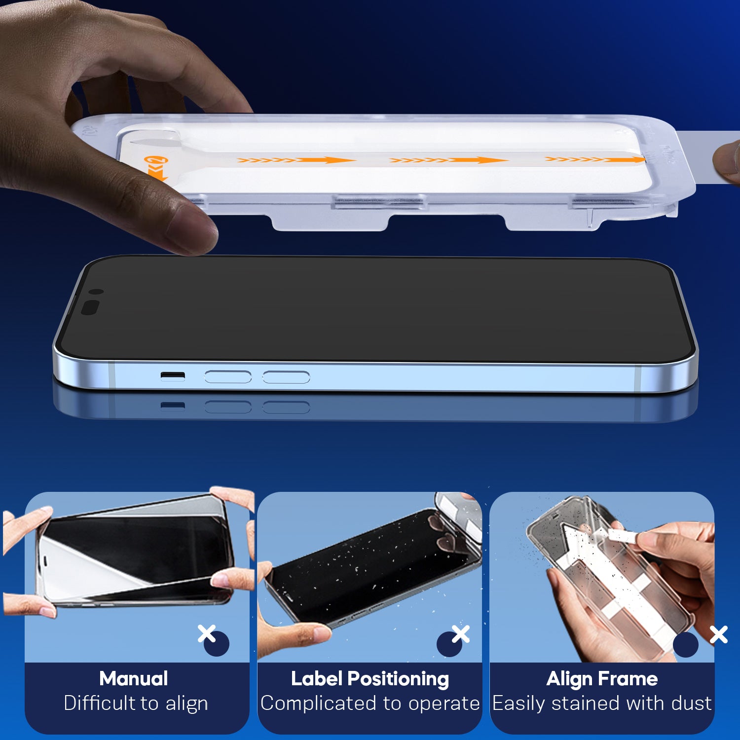 Tough On iPhone 15 Series Tempered Glass Screen Protector 2 Pack w/ Installation Kit