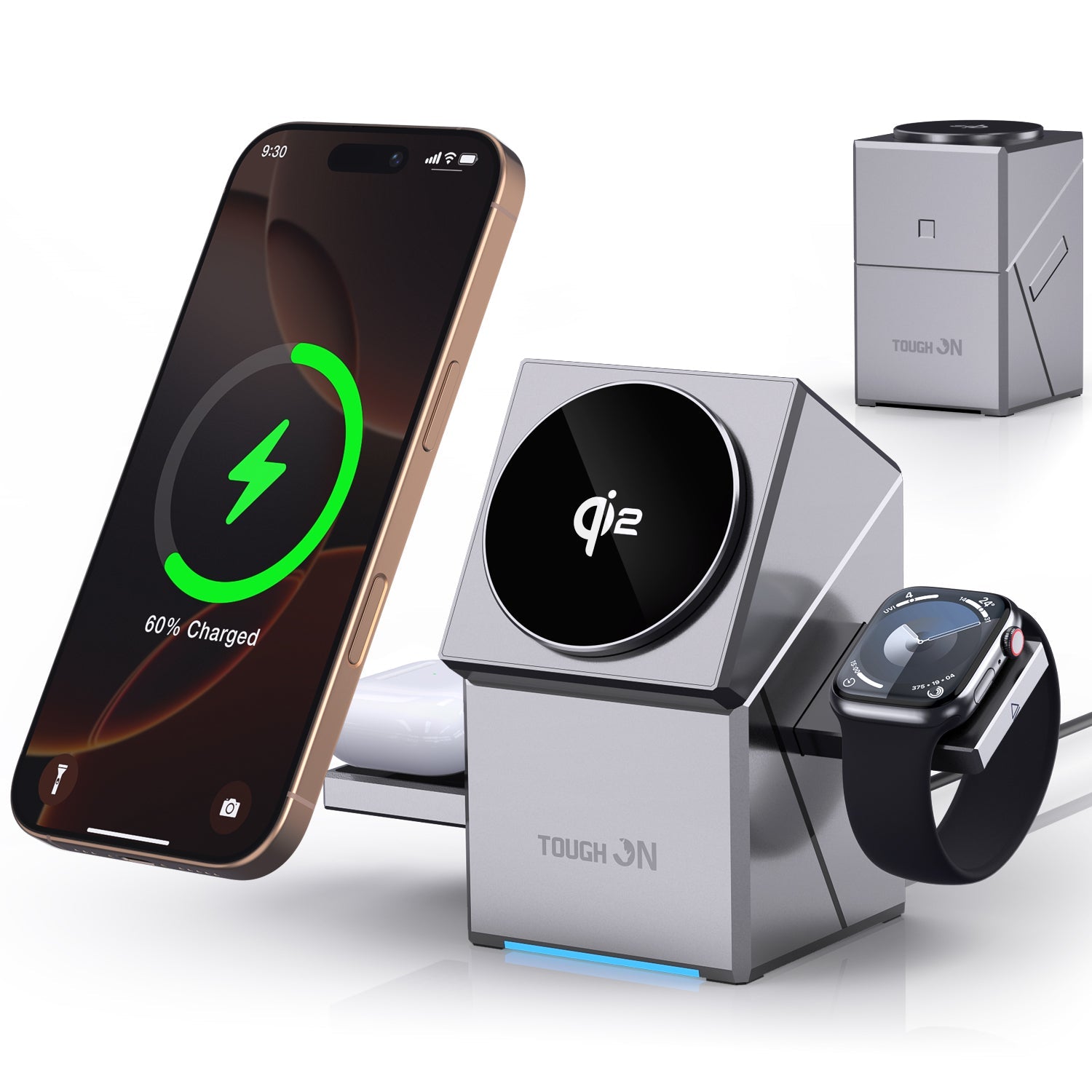 Tough On Qi2 3-in-1 Wireless Charger (15W) and USB-C Charger (30W) Bundle