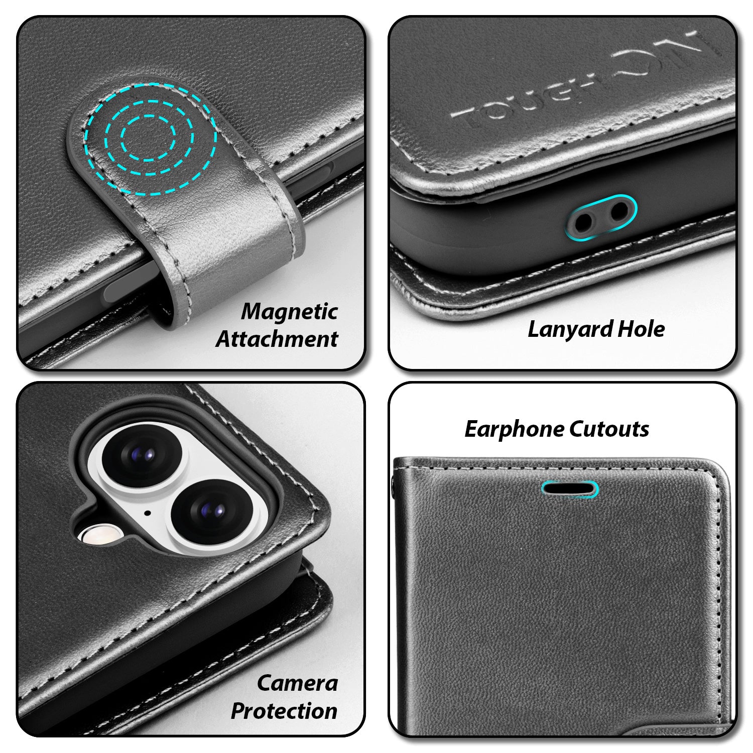Tough On iPhone 16 Flip Wallet Leather Case