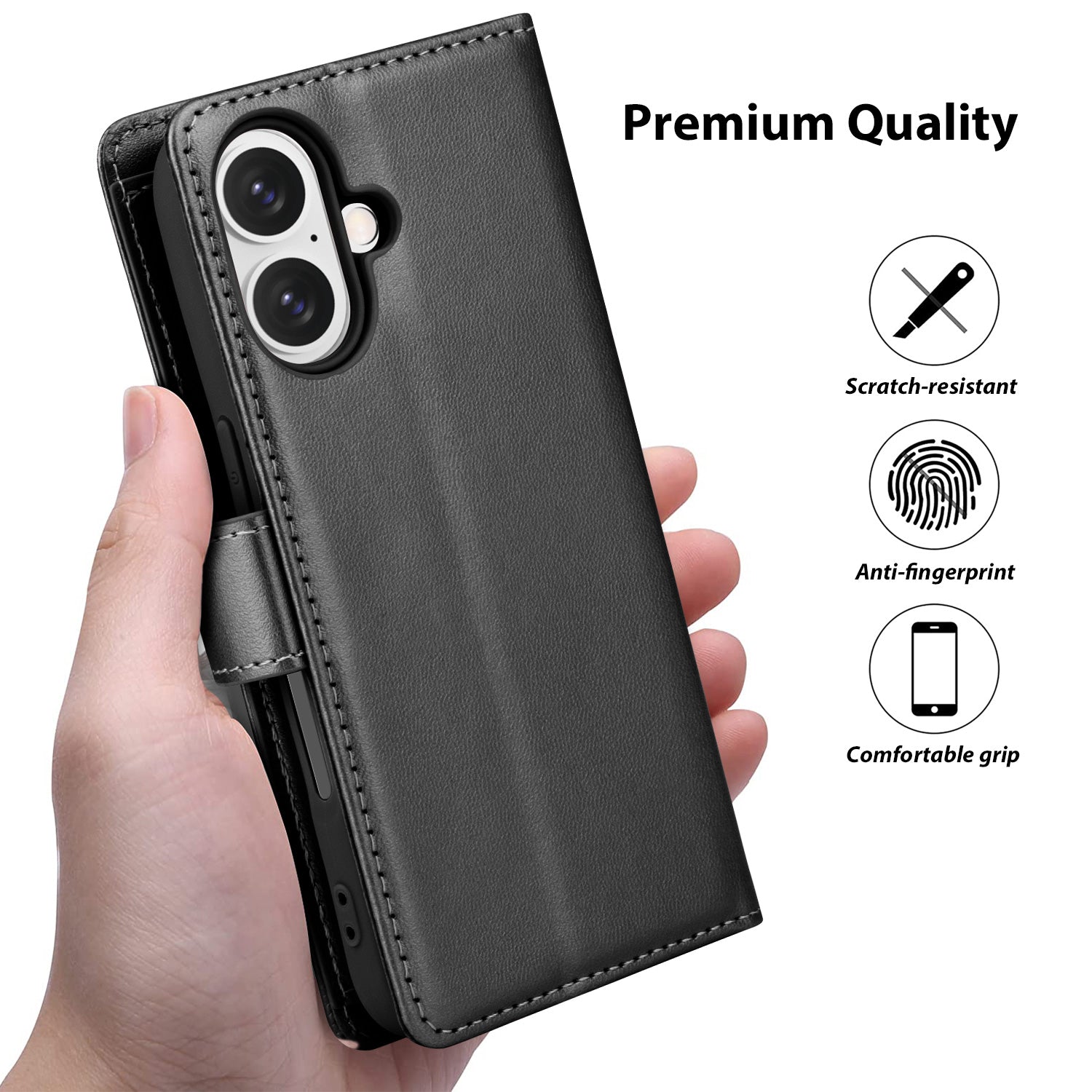 Tough On iPhone 16 Flip Wallet Leather Case