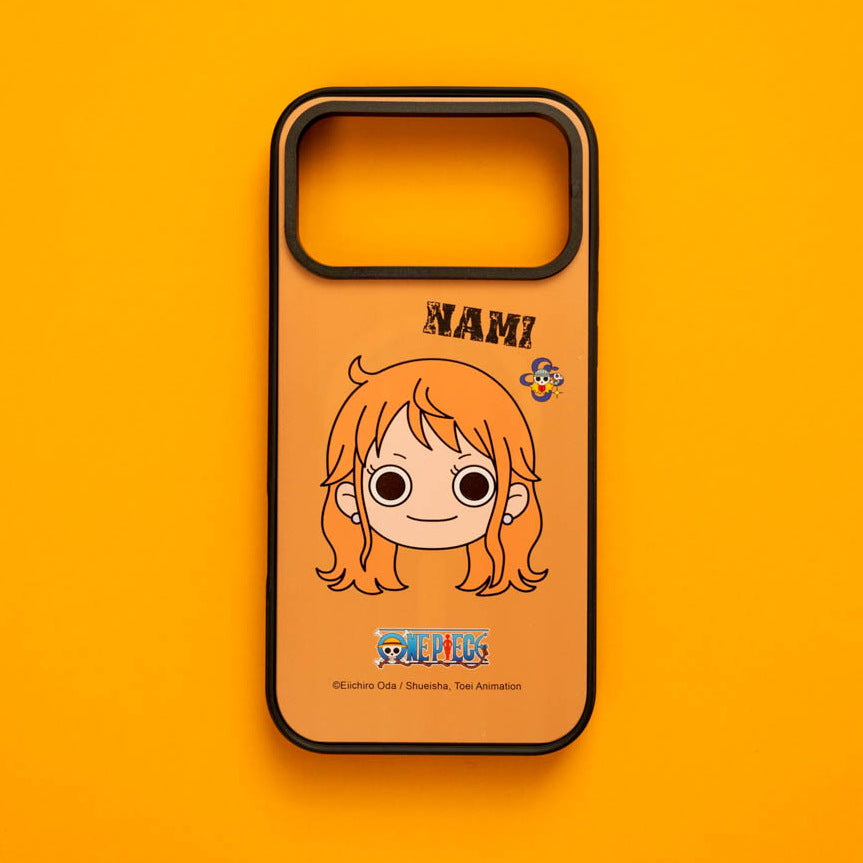 One Piece Nami skin fitted in a MagSafe case on a yellow background