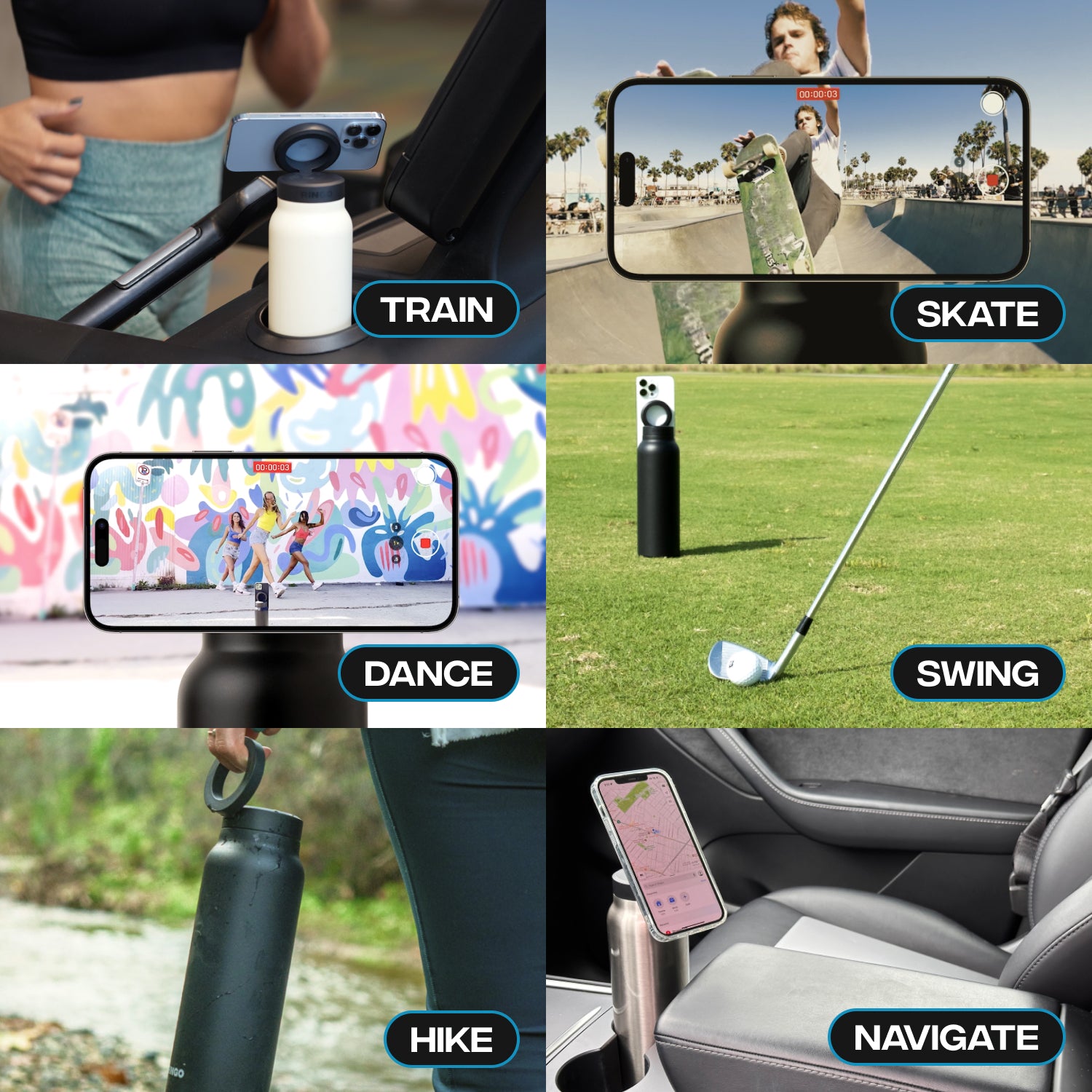 Ringo Water Bottle with Magnetic Phone Mount