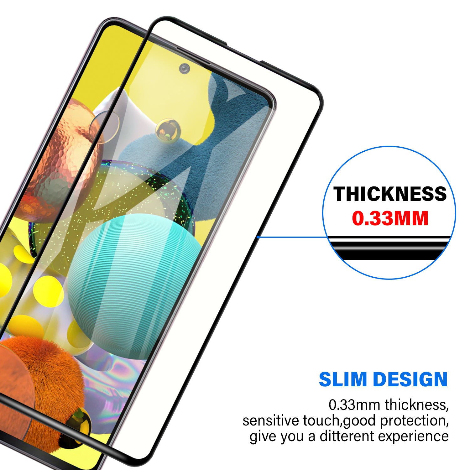 Samsung Galaxy A51 Tempered Glass Screen Protector Tough on with Black Frame