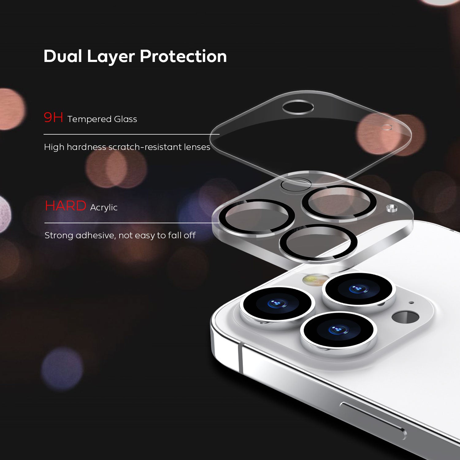 Tough On iPhone 14 Pro / Pro Max Rear Camera Protector Tempered Glass Black