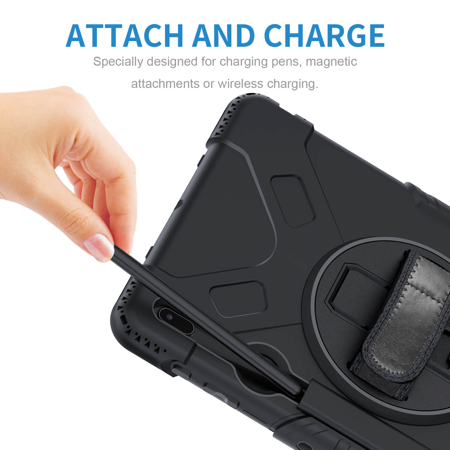 Tough on Samsung Galaxy Tab S7+ / S7 FE Case Rugged Protection Black