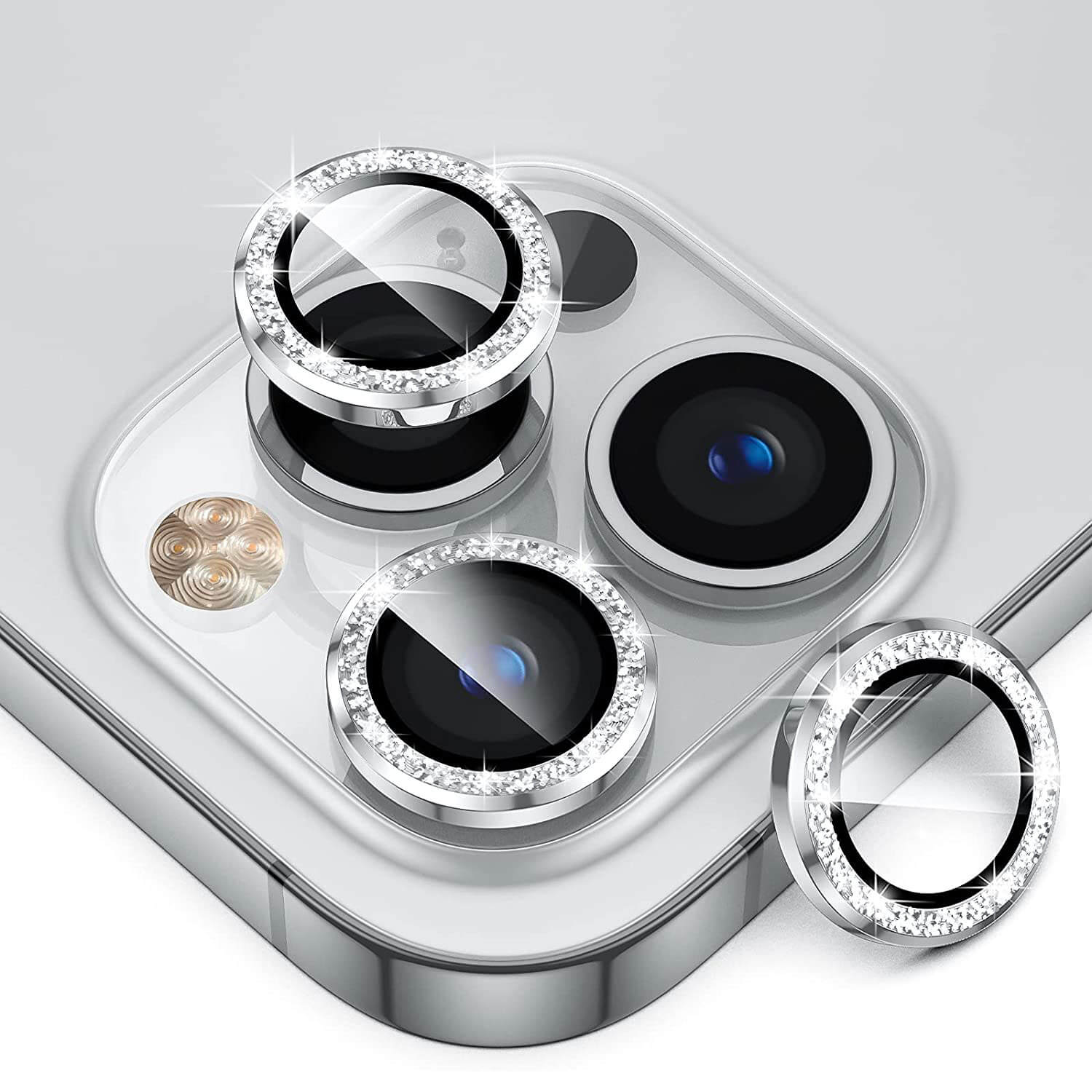 Tough On iPhone 13 Pro Max Camera Lens Protector Crystal Silver