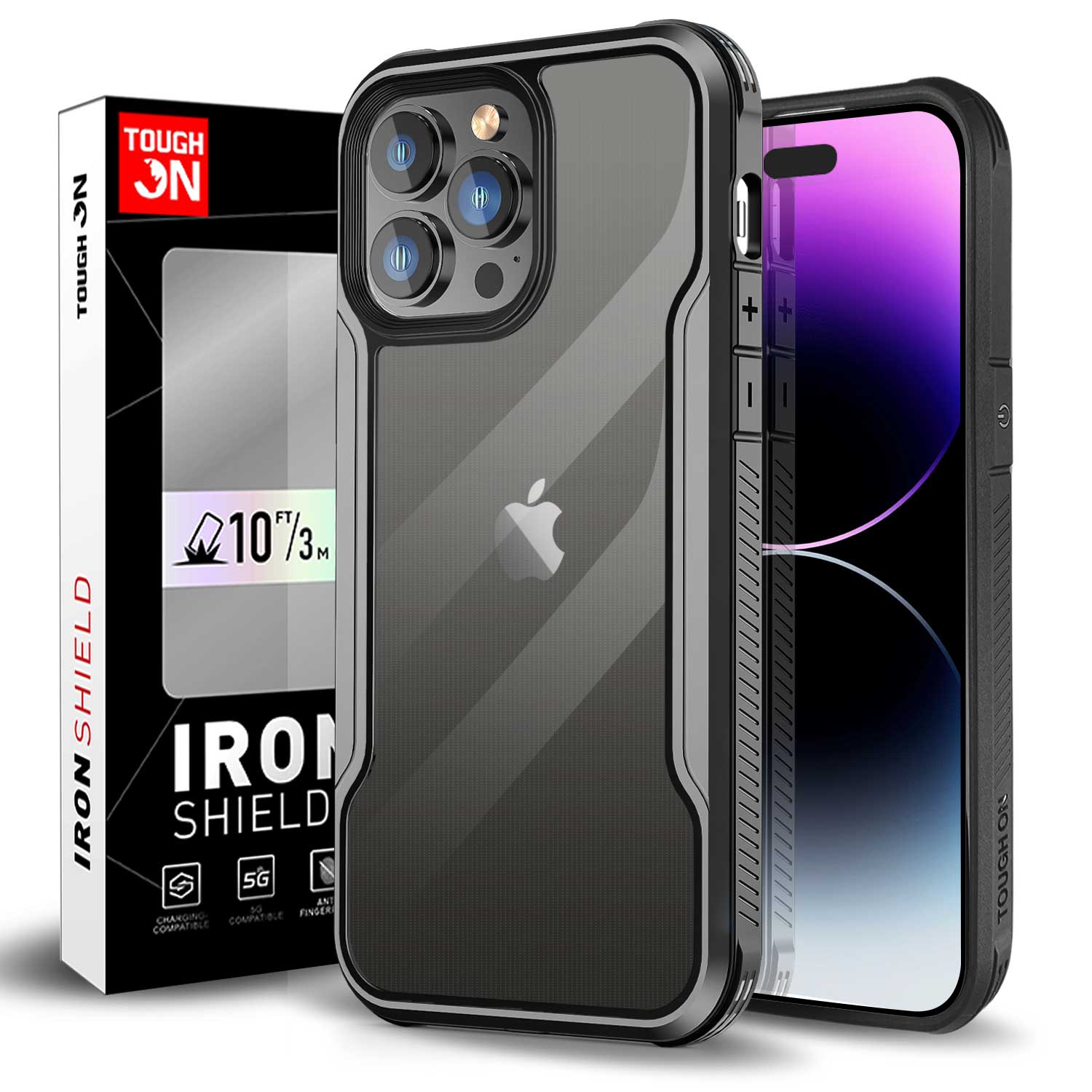 Tough On iPhone 14 Pro Max Case Iron Shield Black