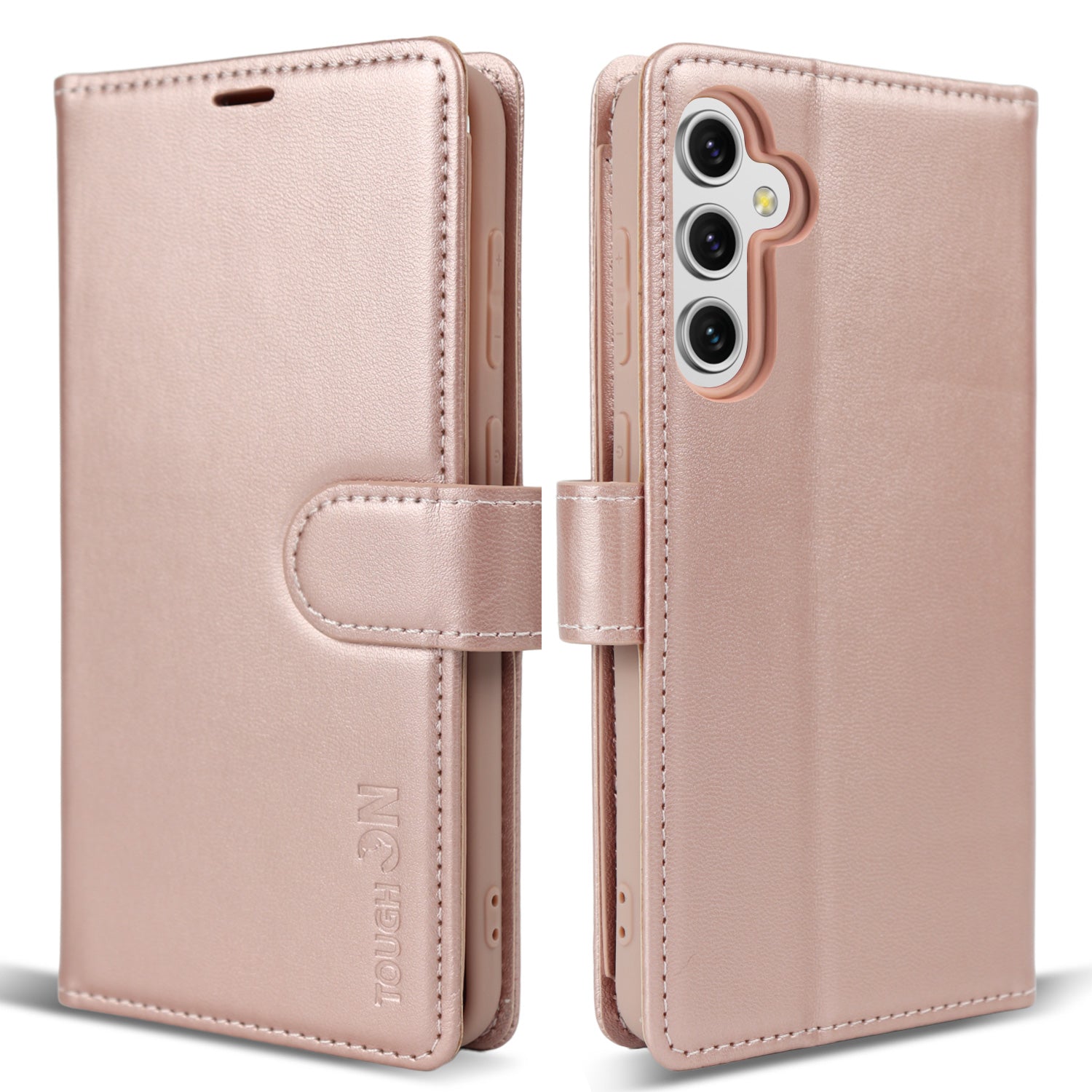 Tough On Samsung Galaxy A34 5G Flip Wallet Leather Case Rose Gold