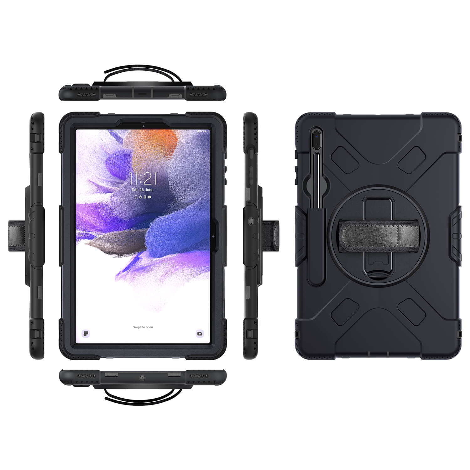 Tough on Samsung Galaxy Tab S7+ / S7 FE Case Rugged Protection Black