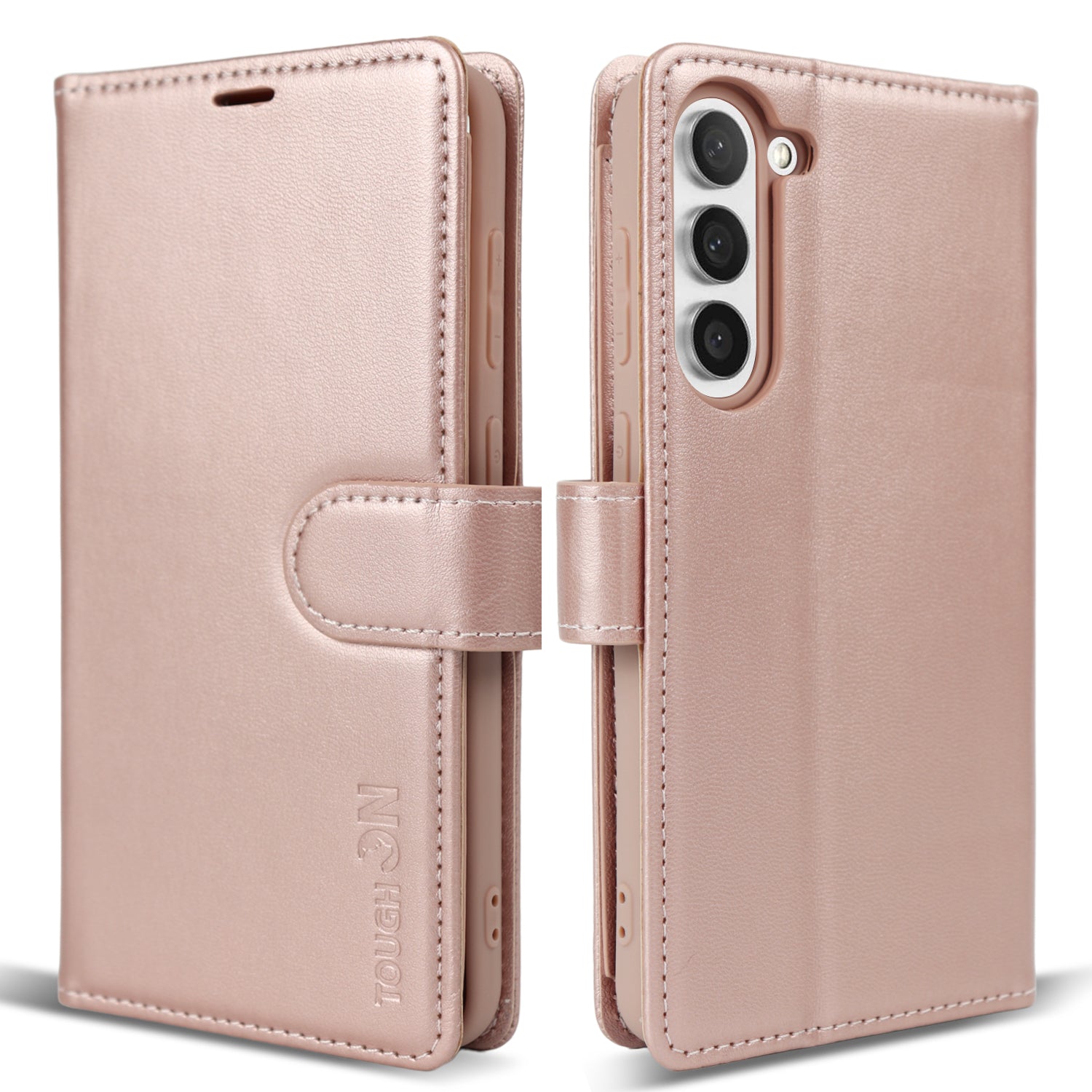 Tough On Samsung Galaxy S23 Flip Wallet Leather Case Rose Gold