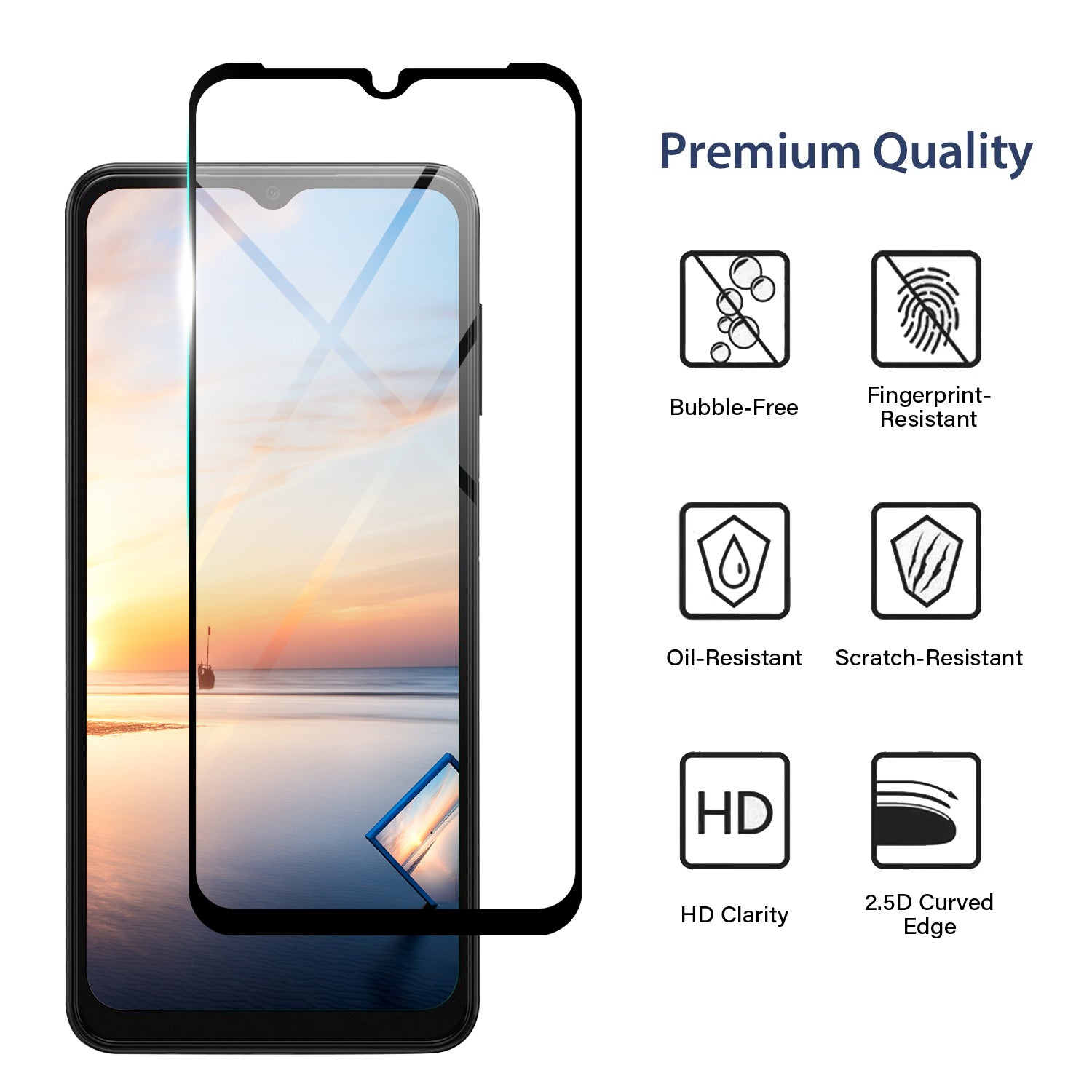 Tough On Samsung Galaxy A14 5G Tempered Glass Screen Protector Black