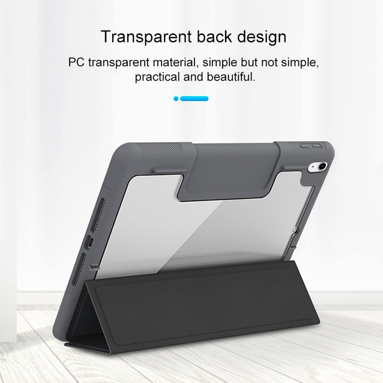 Tough On iPad Air 5 / Air 4 10.9" Case Smart Cover Clear Back Black