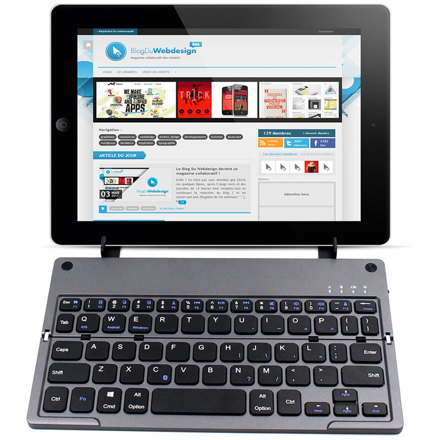 Foldable Bluetooth Wireless Keyboard Grey