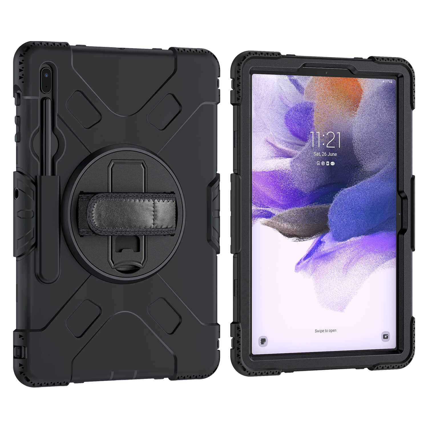 Tough on Samsung Galaxy Tab S7+ / S7 FE Case Rugged Protection Black