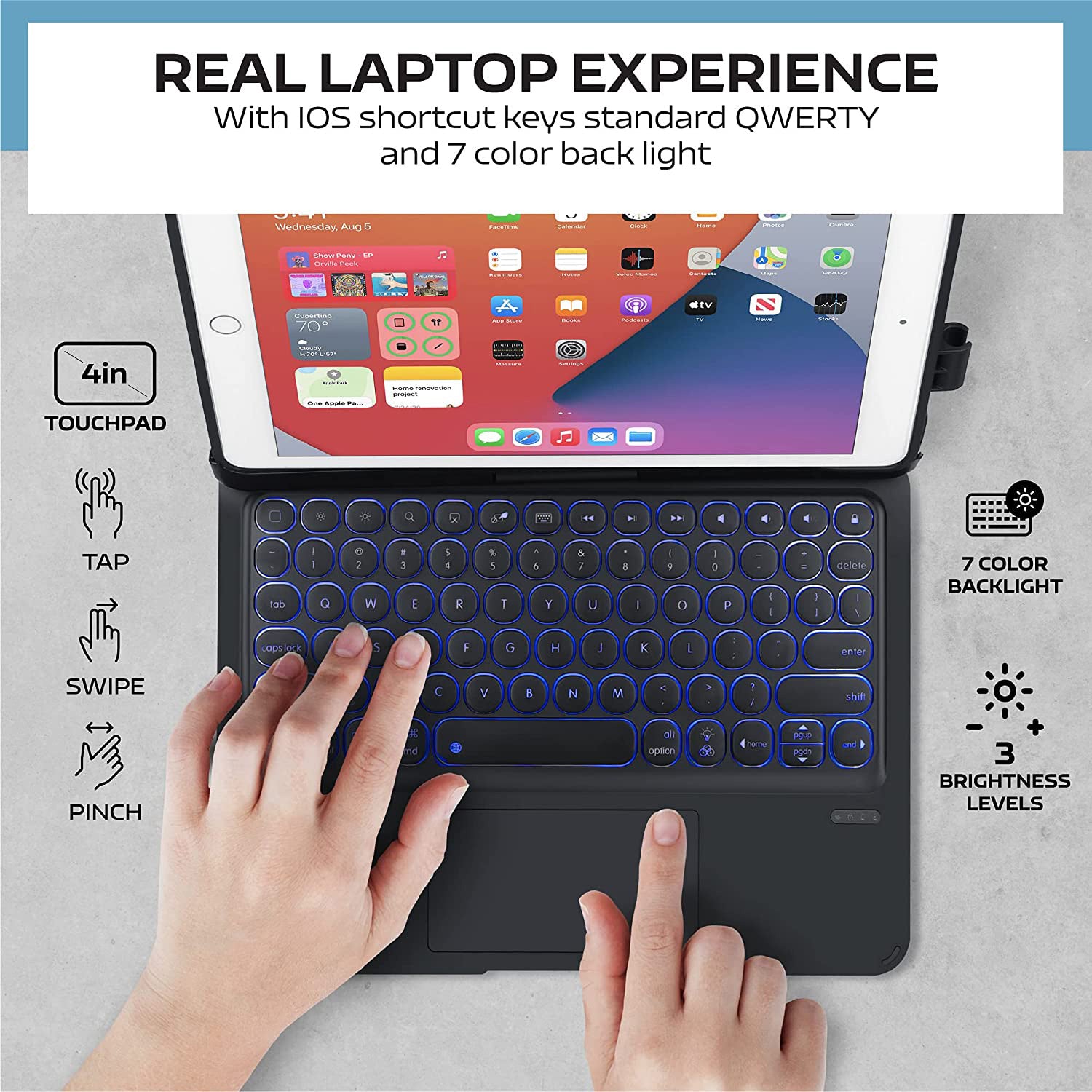 iPad Air / Air 2 9.7" Case Bluetooth Keyboard Cover Rotation Case Black