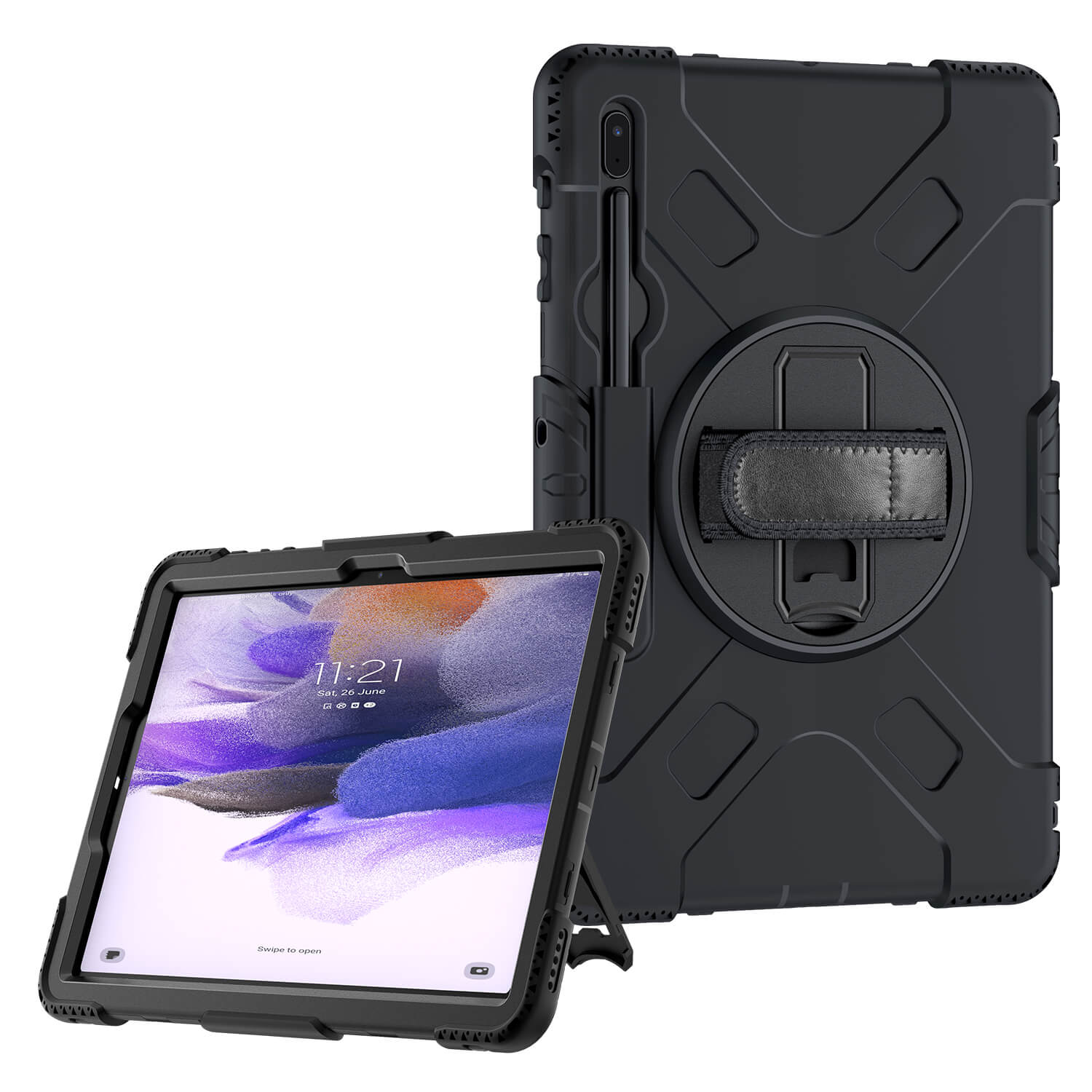 Tough on Samsung Galaxy Tab S7+ / S7 FE Case Rugged Protection Black