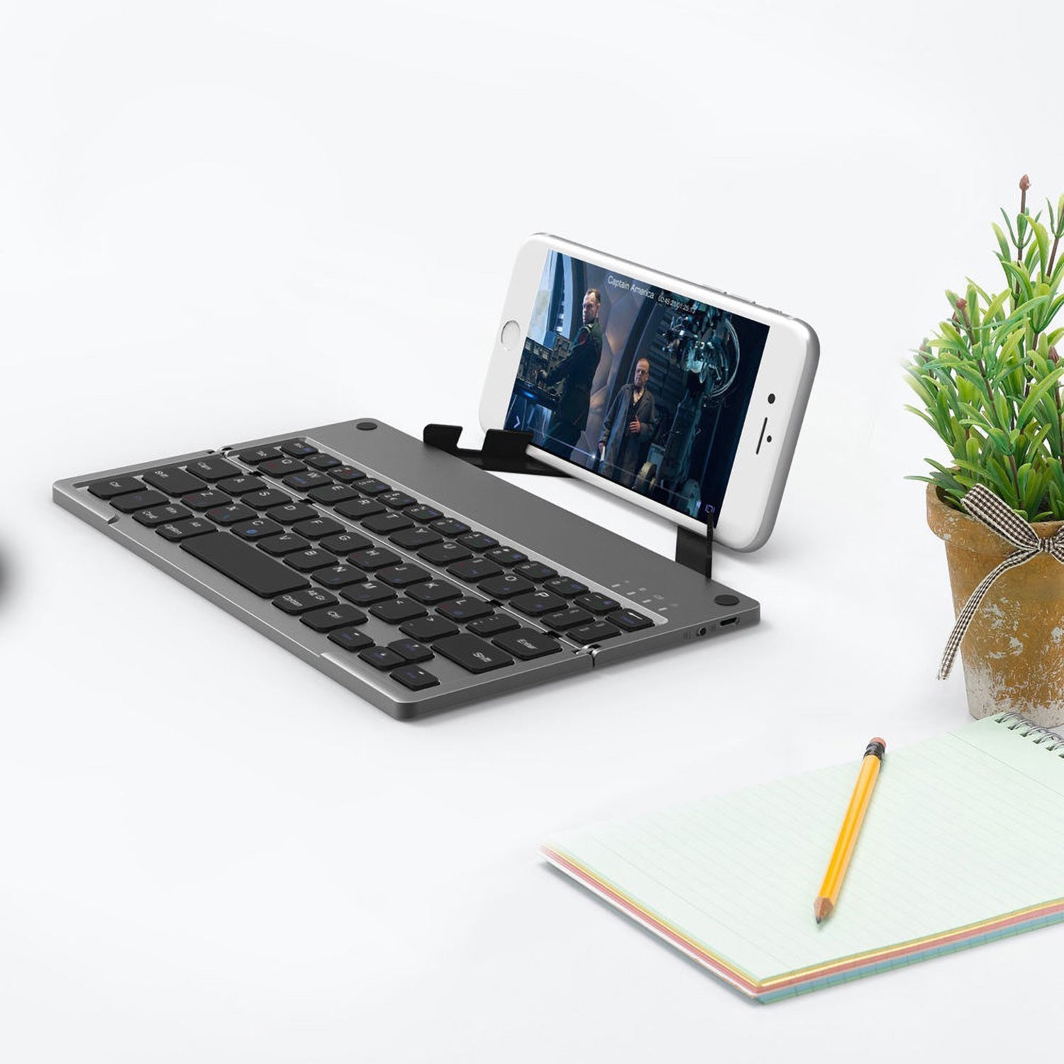 Foldable Bluetooth Wireless Keyboard Grey