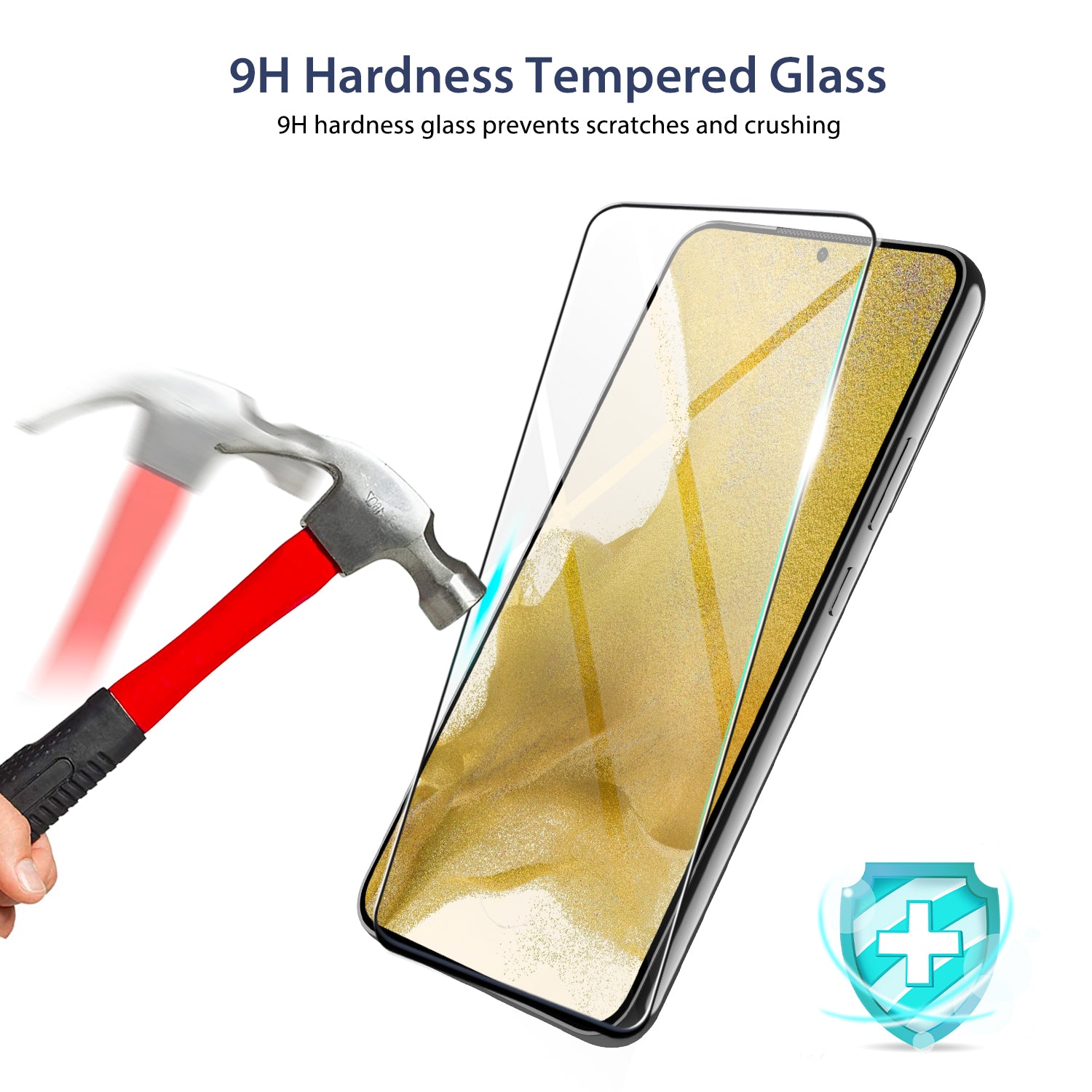 Tough On Samsung Galaxy S22 Plus 5G HD Full Cover Tempered Glass Screen Protector Black