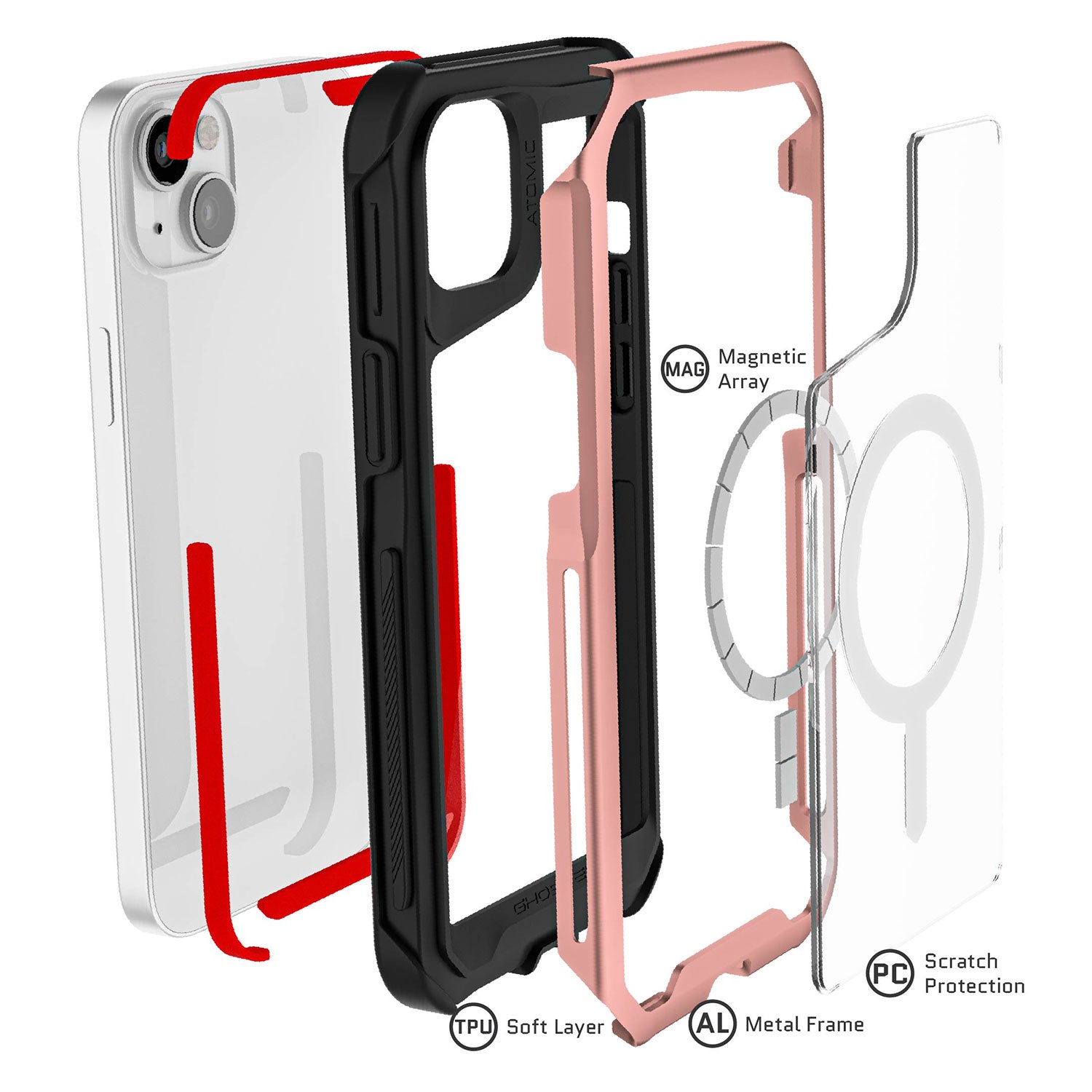 Ghostek iPhone 14 Plus Case Atomic Slim with Magsafe Pink