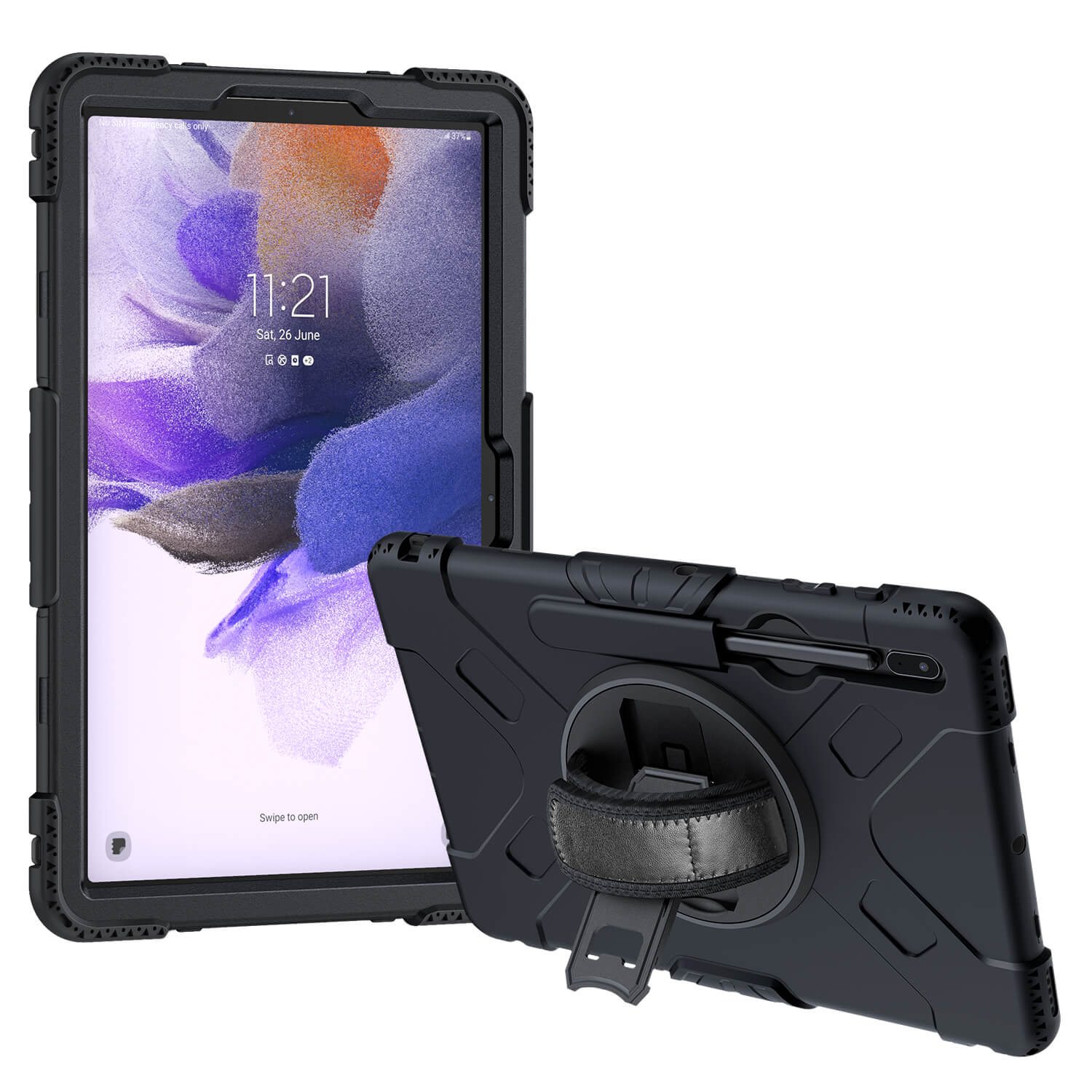 Tough on Samsung Galaxy Tab S7+ / S7 FE Case Rugged Protection Black