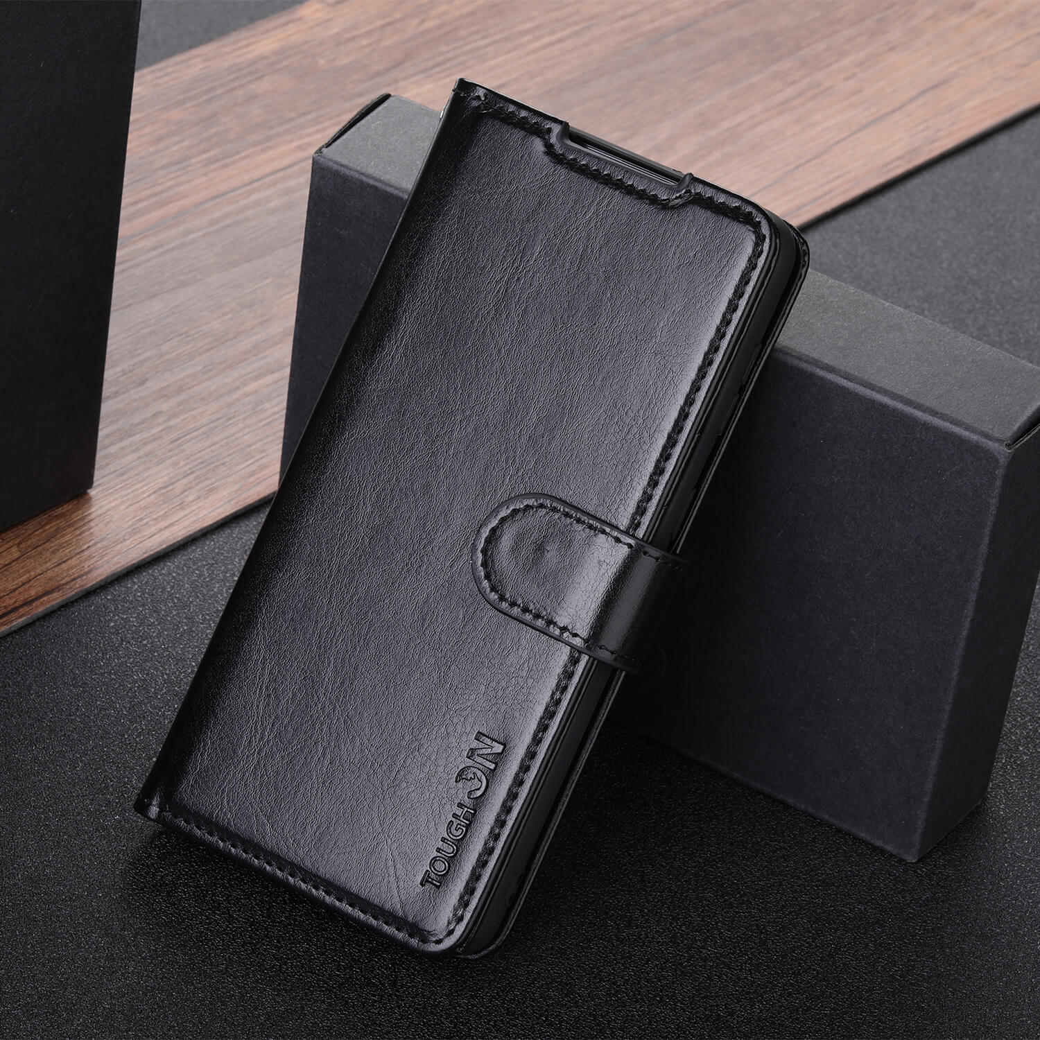 Tough On Samsung Galaxy S22 5G Flip Wallet Leather Case Black