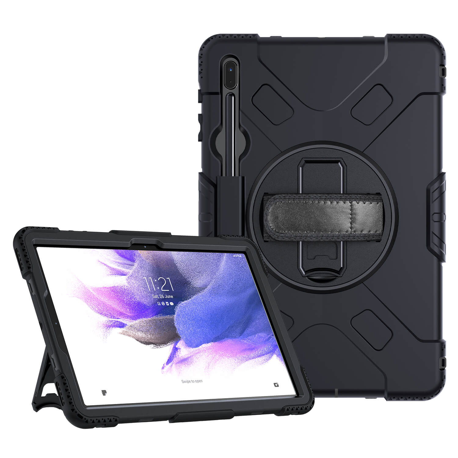 Tough on Samsung Galaxy Tab S7+ / S7 FE Case Rugged Protection Black