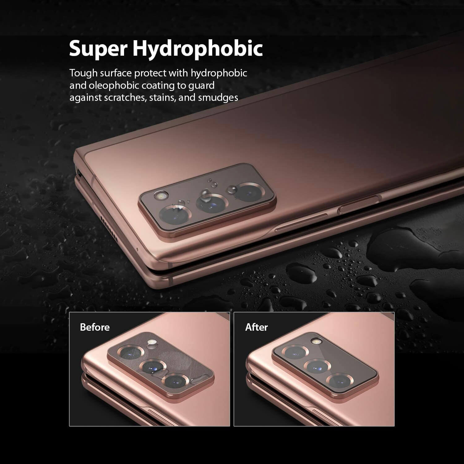 Ringke Samsung Galaxy Z Fold 2 Camera Protector Invisible Defender Glass 3 Pack