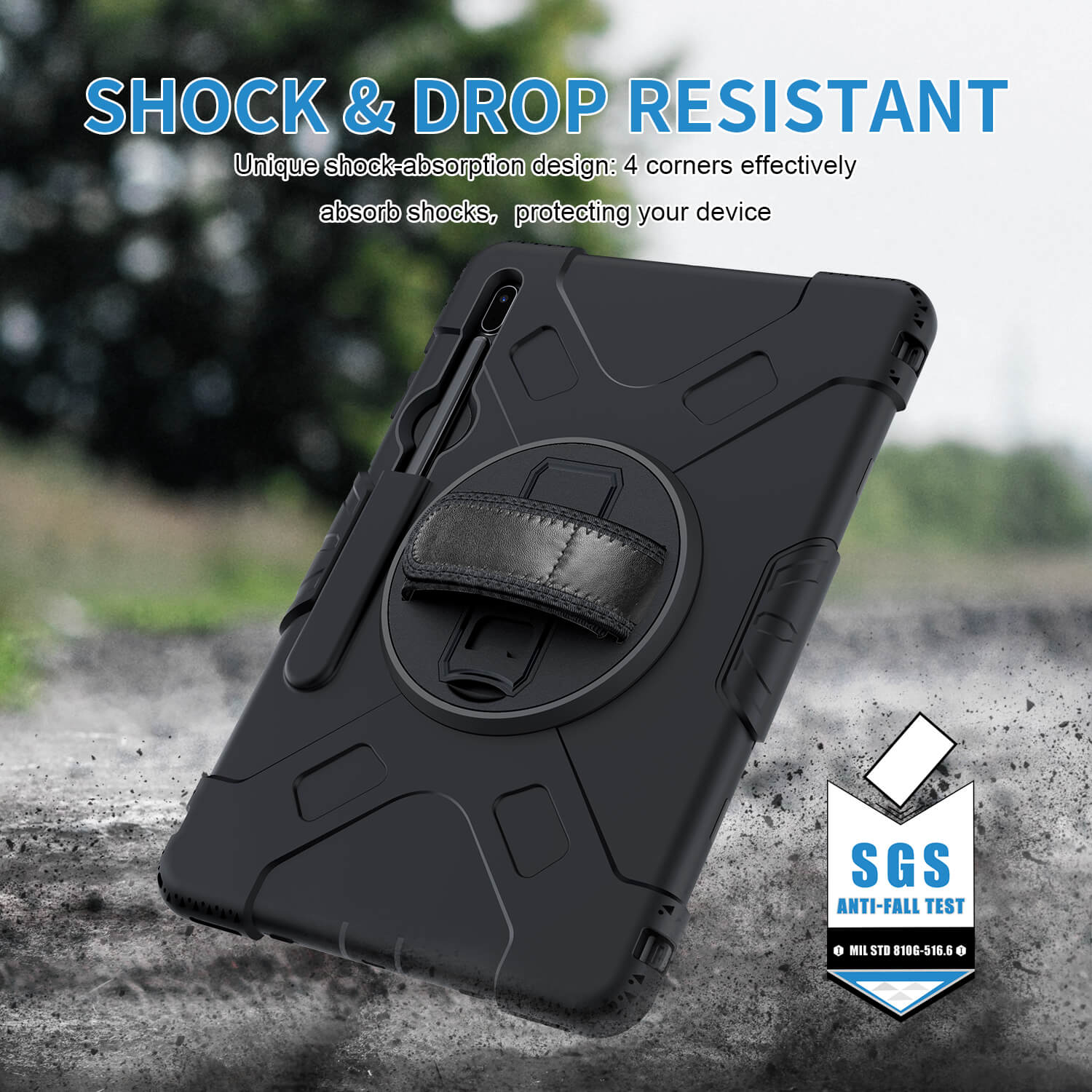 Tough on Samsung Galaxy Tab S7+ / S7 FE Case Rugged Protection Black