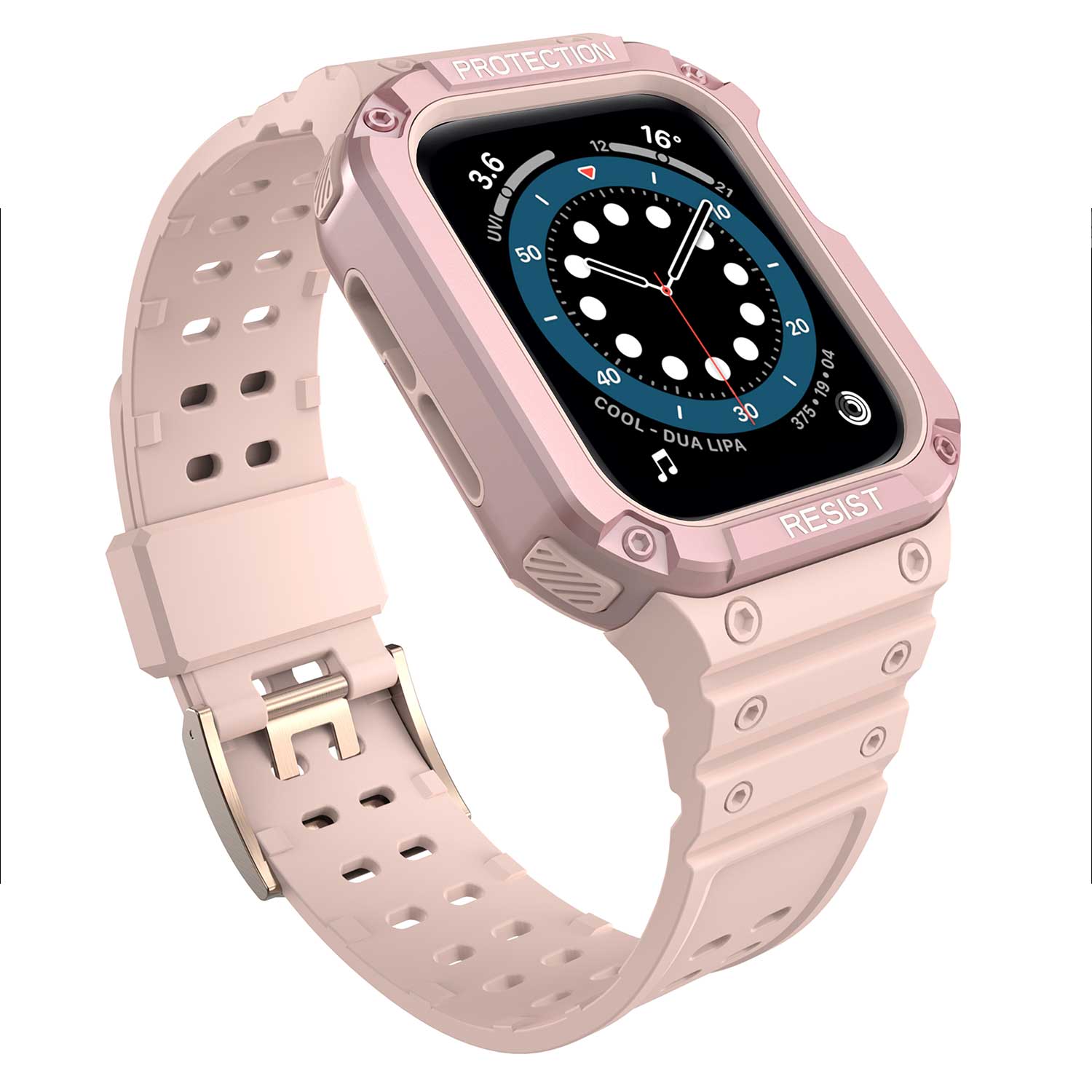 Tough On Apple Watch Band with Case Series 7 / 8 / 9 41mm Rugged Protection Pink/Pink