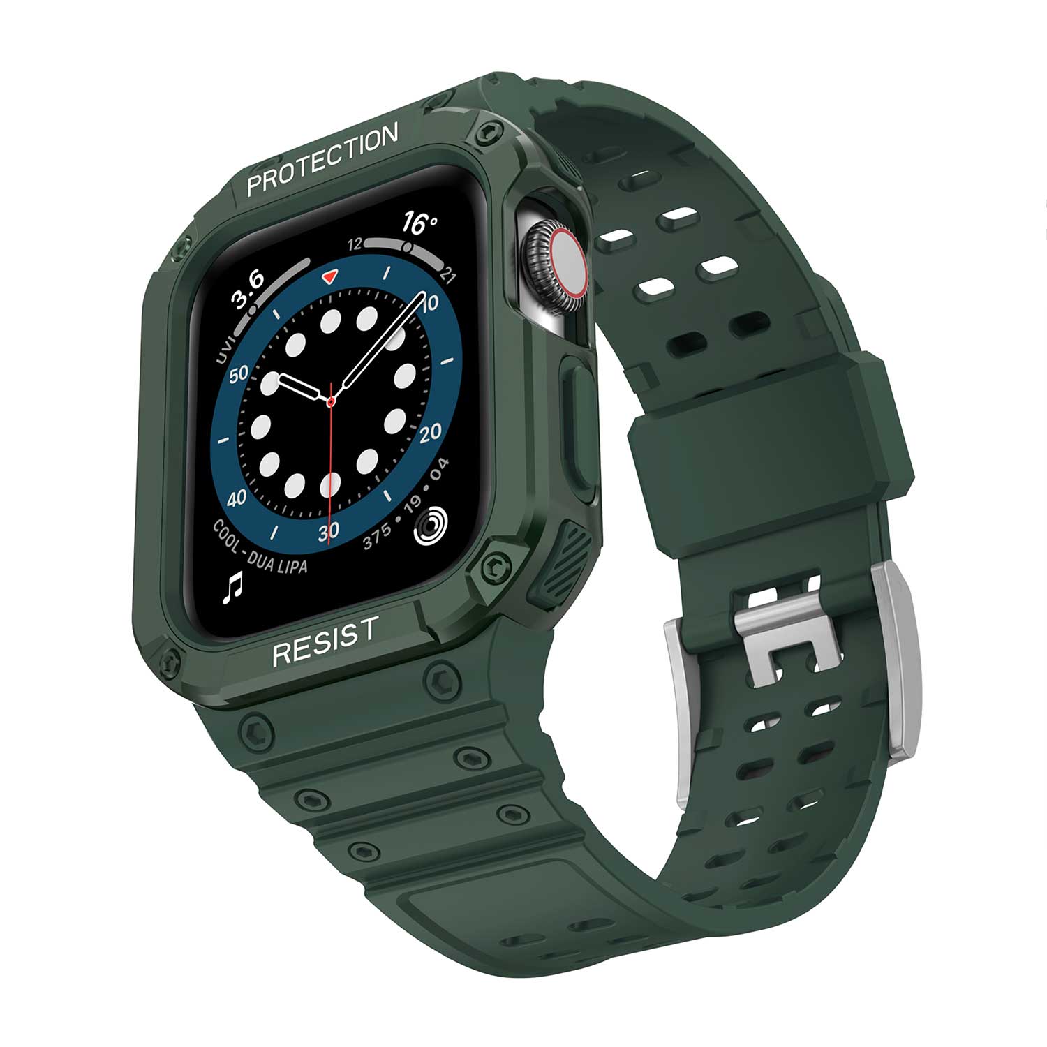 Tough On Apple Watch Band with Case Series 7 / 8 41mm Rugged Protection Green/Green