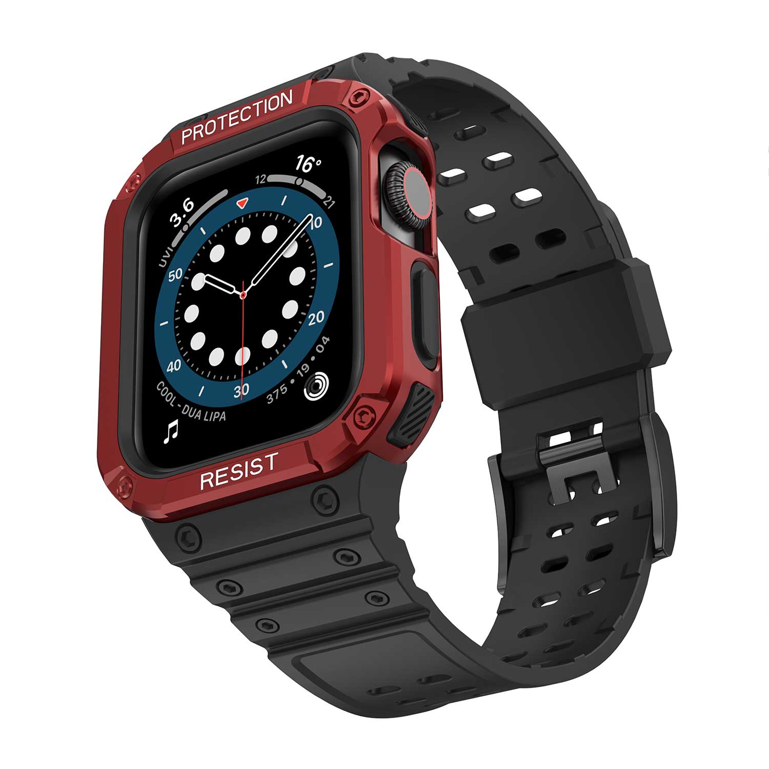 Tough On Apple Watch Band with Case Series 4 / 5 / 6 / SE 44mm Rugged Protection Black/Red