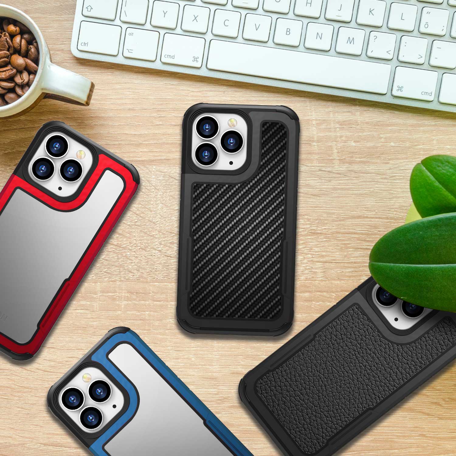 Tough On iPhone 13 Pro Max Case Iron Shield Carbon Fiber Black