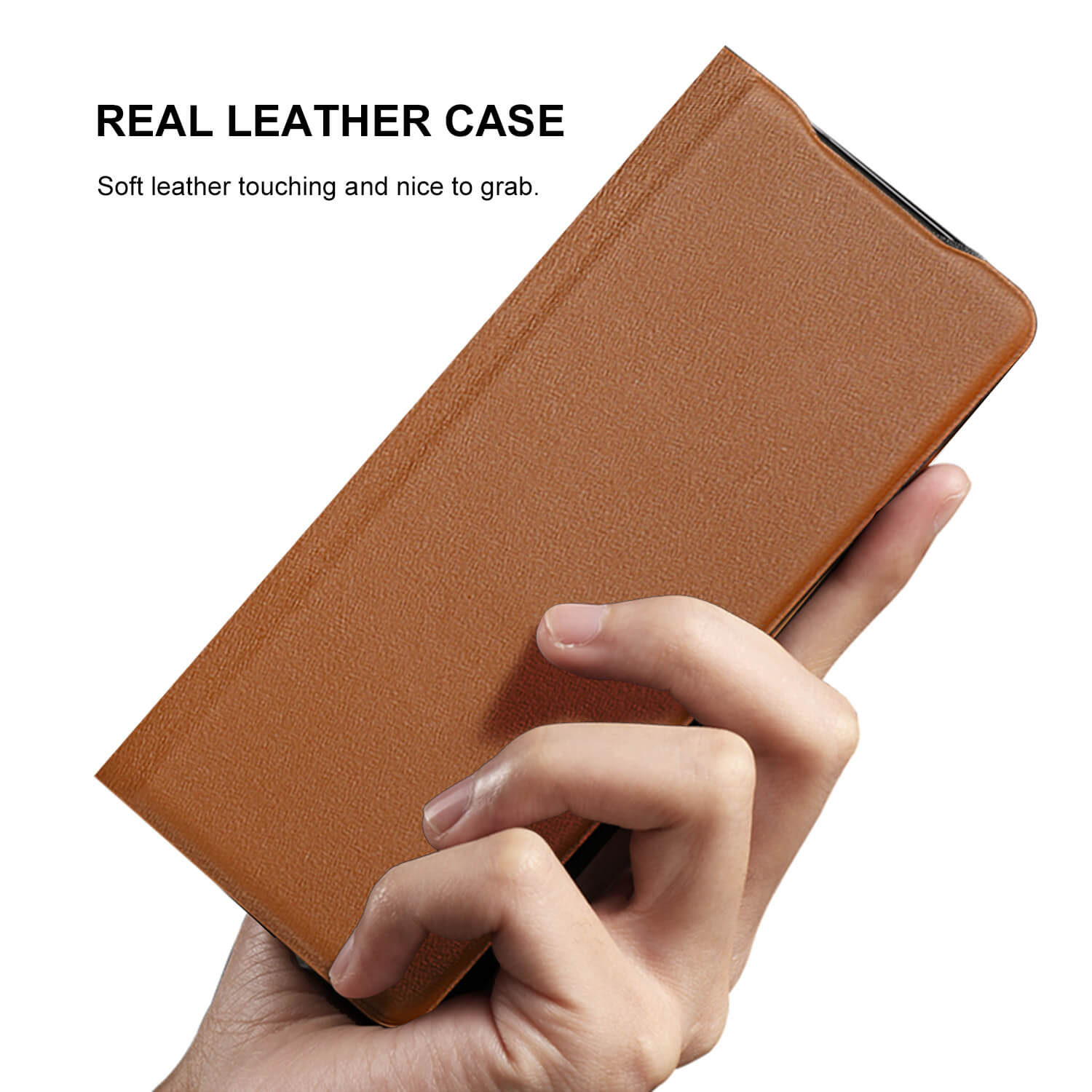 Tough On Samsung Galaxy Z Fold 3 Case Fine Leather Brown