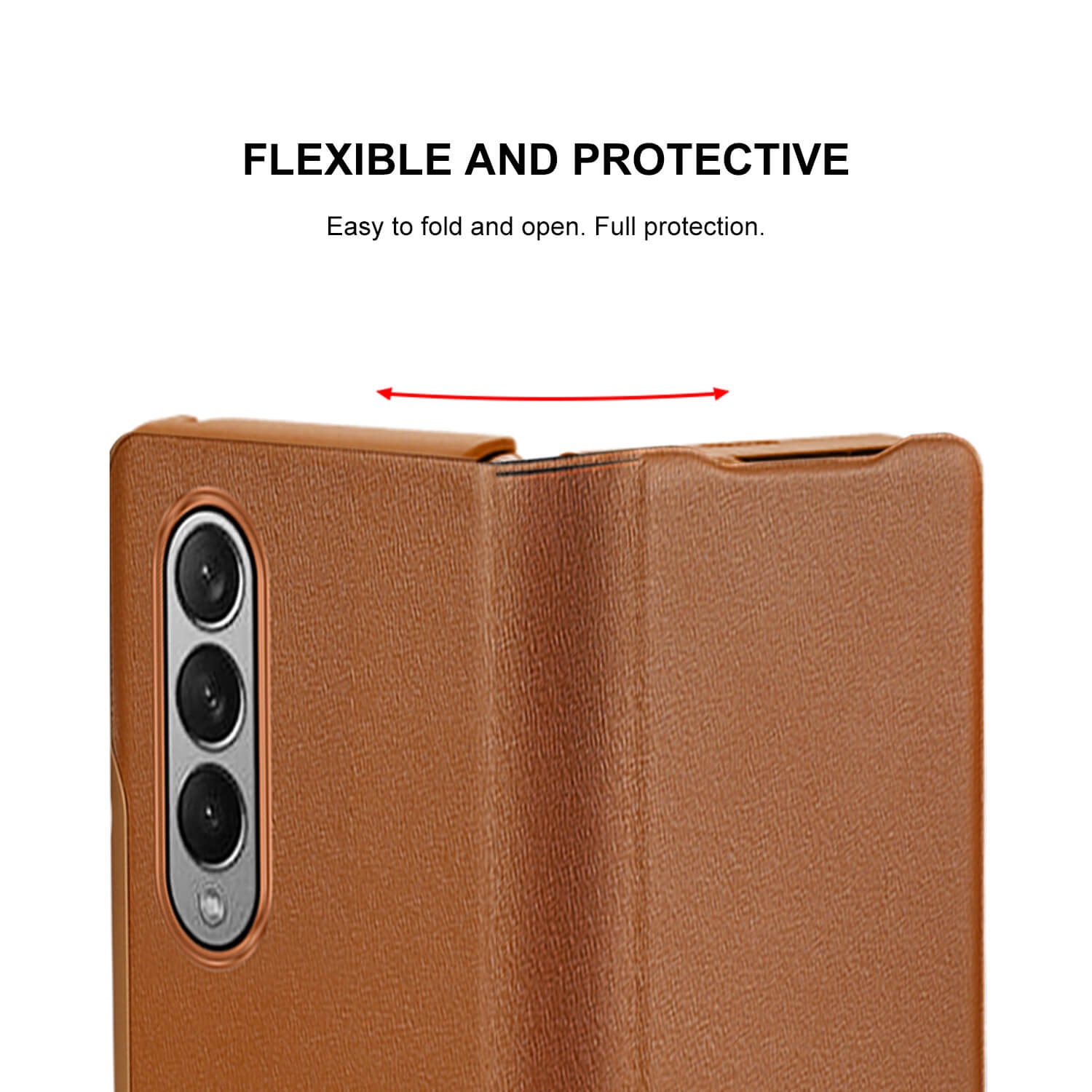 Tough On Samsung Galaxy Z Fold 3 Case Fine Leather Brown
