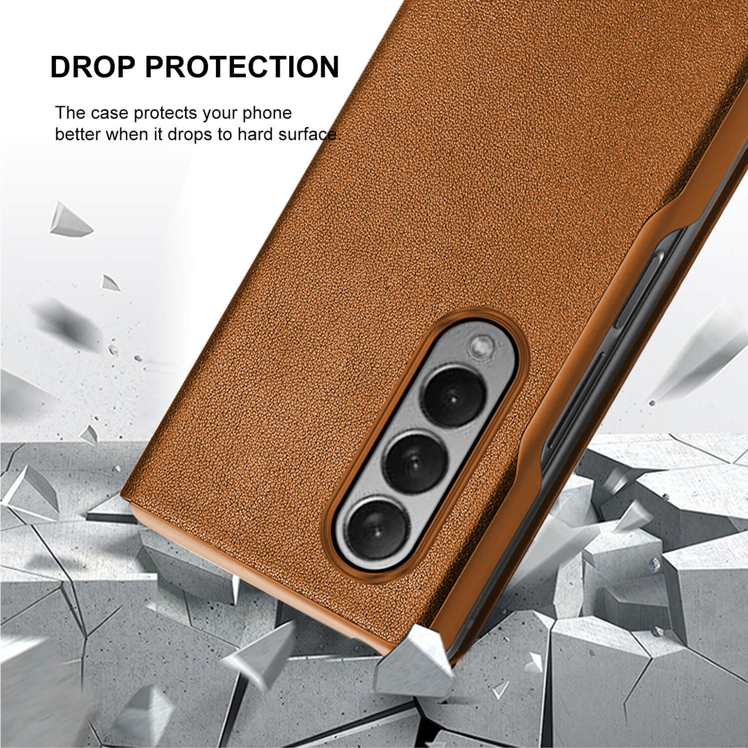 Tough On Samsung Galaxy Z Fold 3 Case Fine Leather Brown