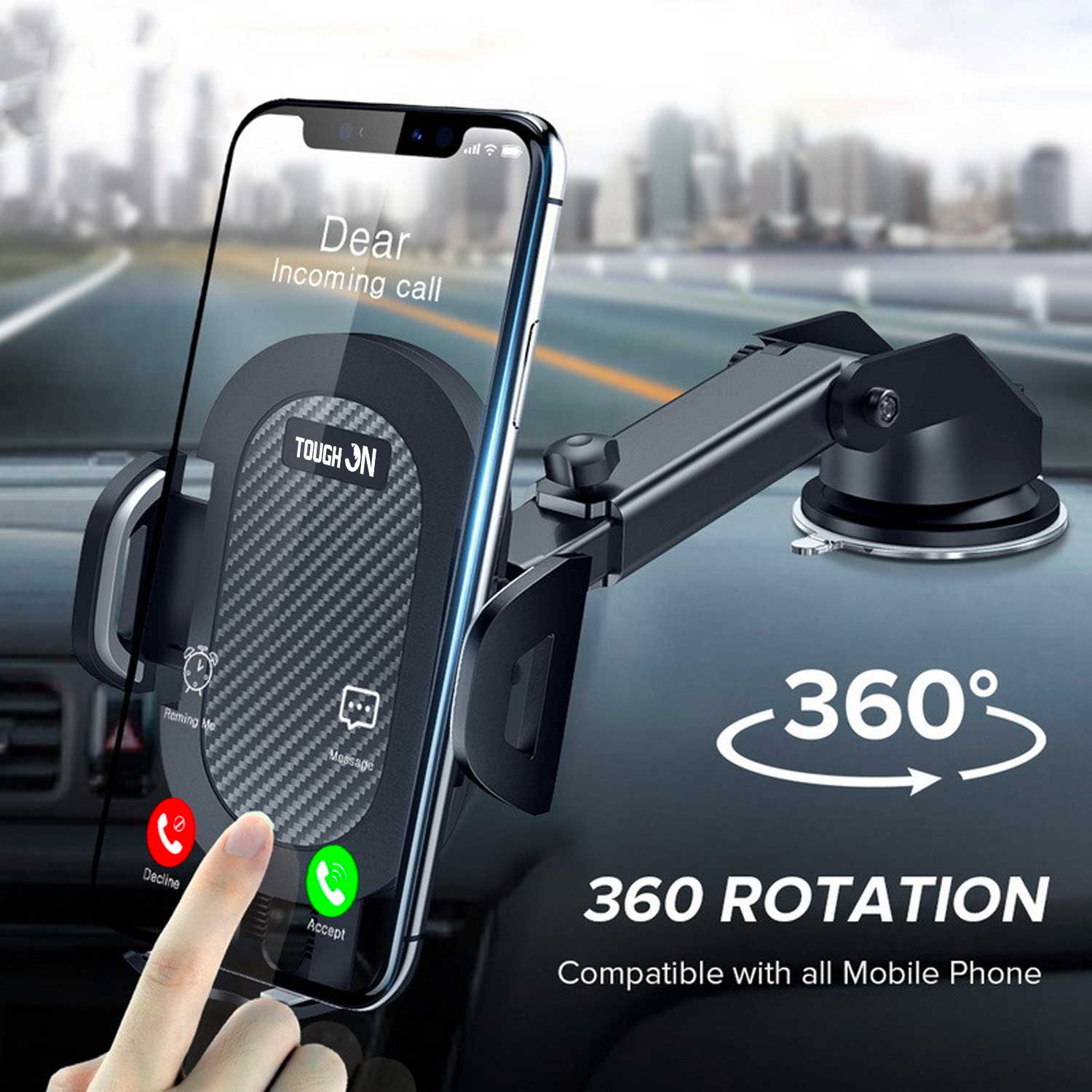 Tough On Universal 360° Smartphone 2-in-1 Car Holder Black