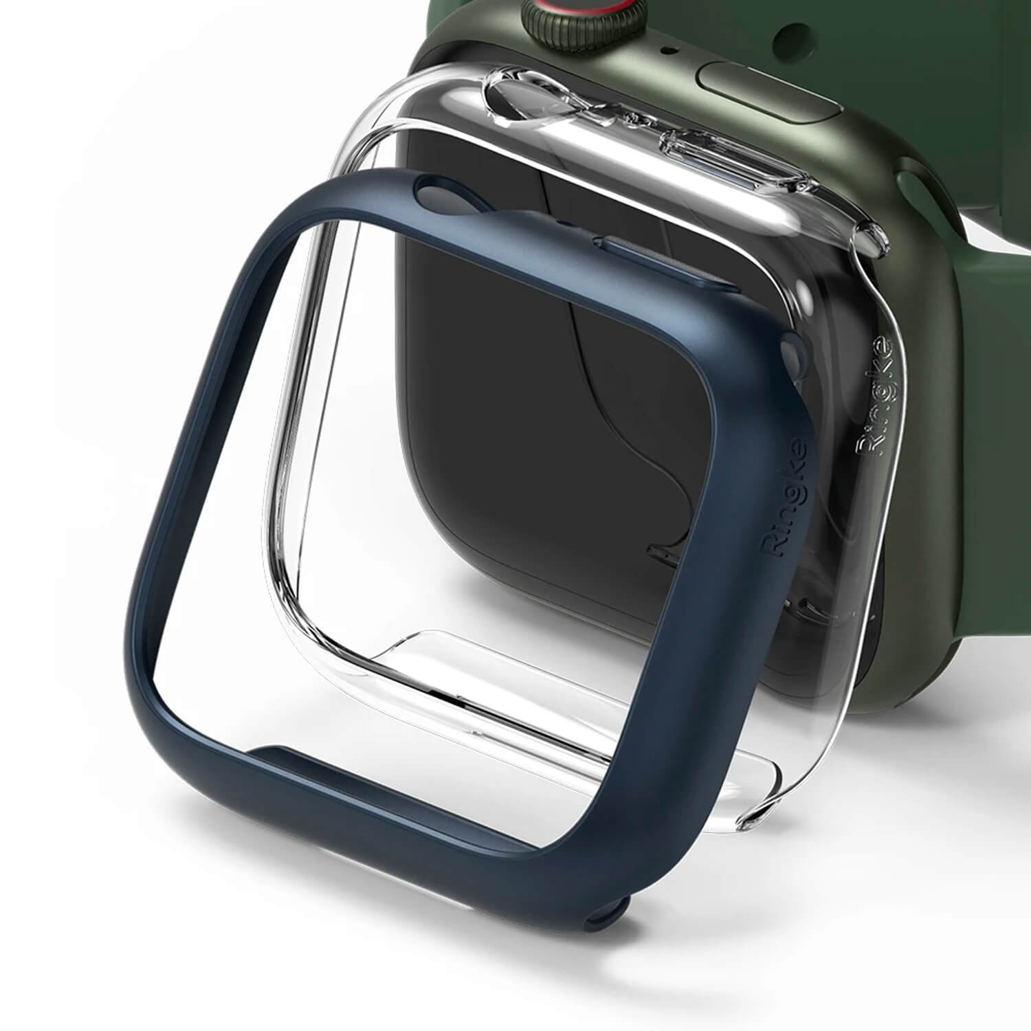 Ringke Apple Watch Series 7 45mm Case Clear & Metallic Blue 2 Pack